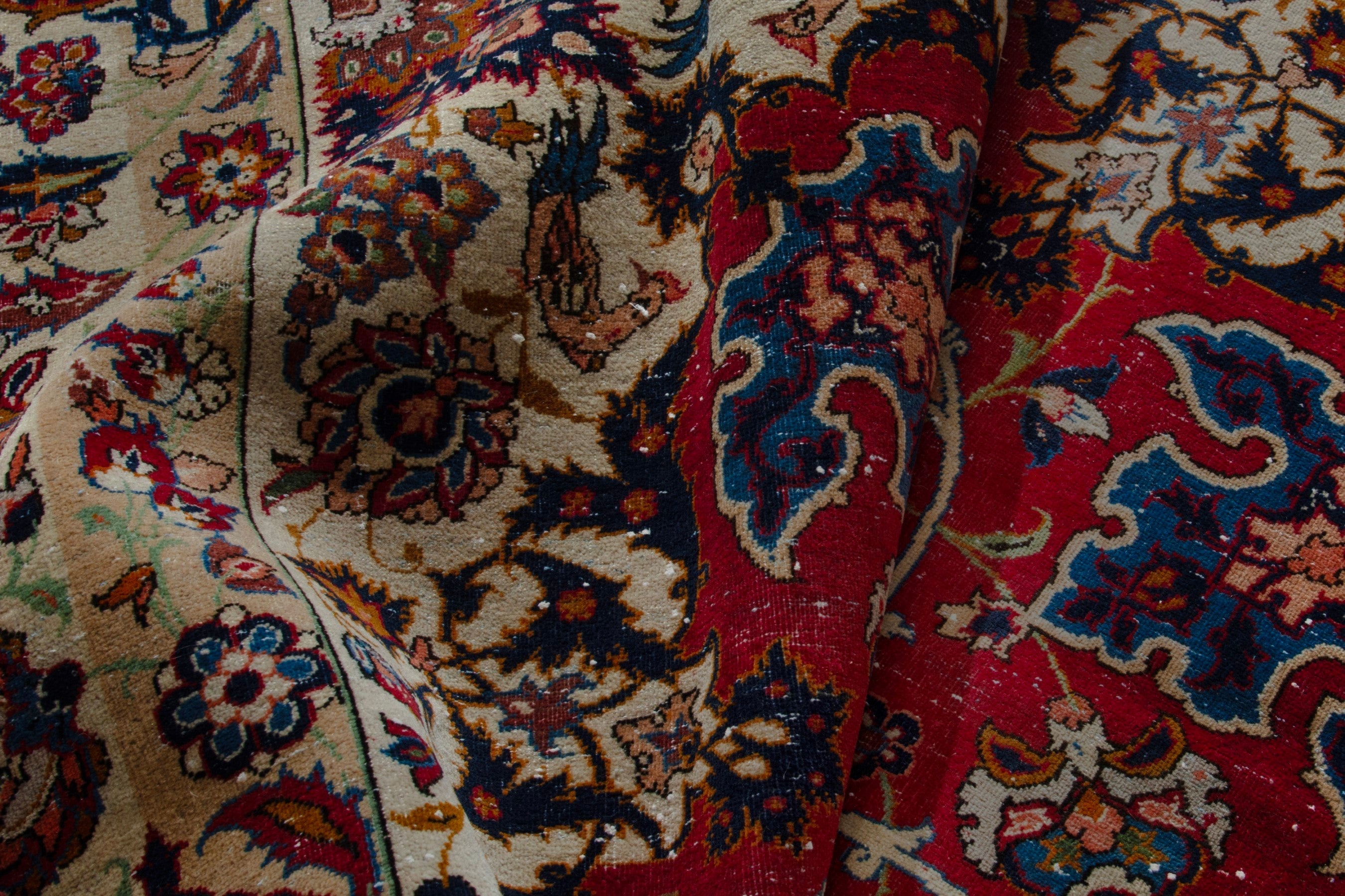 Persian Najafabad oversized rug in deep red and cream, view 15 of 19