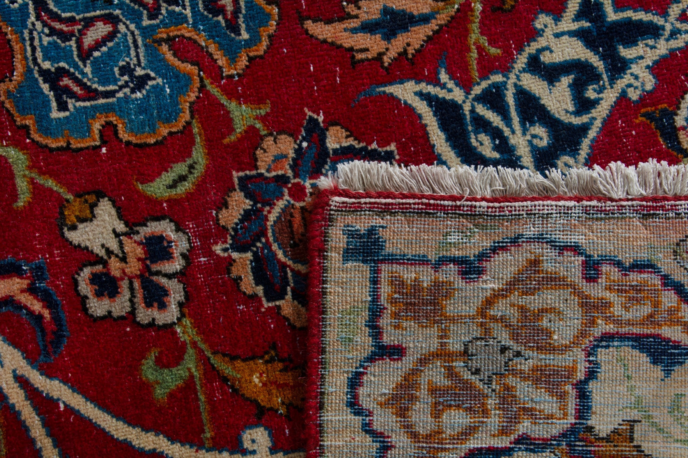 Persian Najafabad oversized rug in deep red and cream, view 19 of 19
