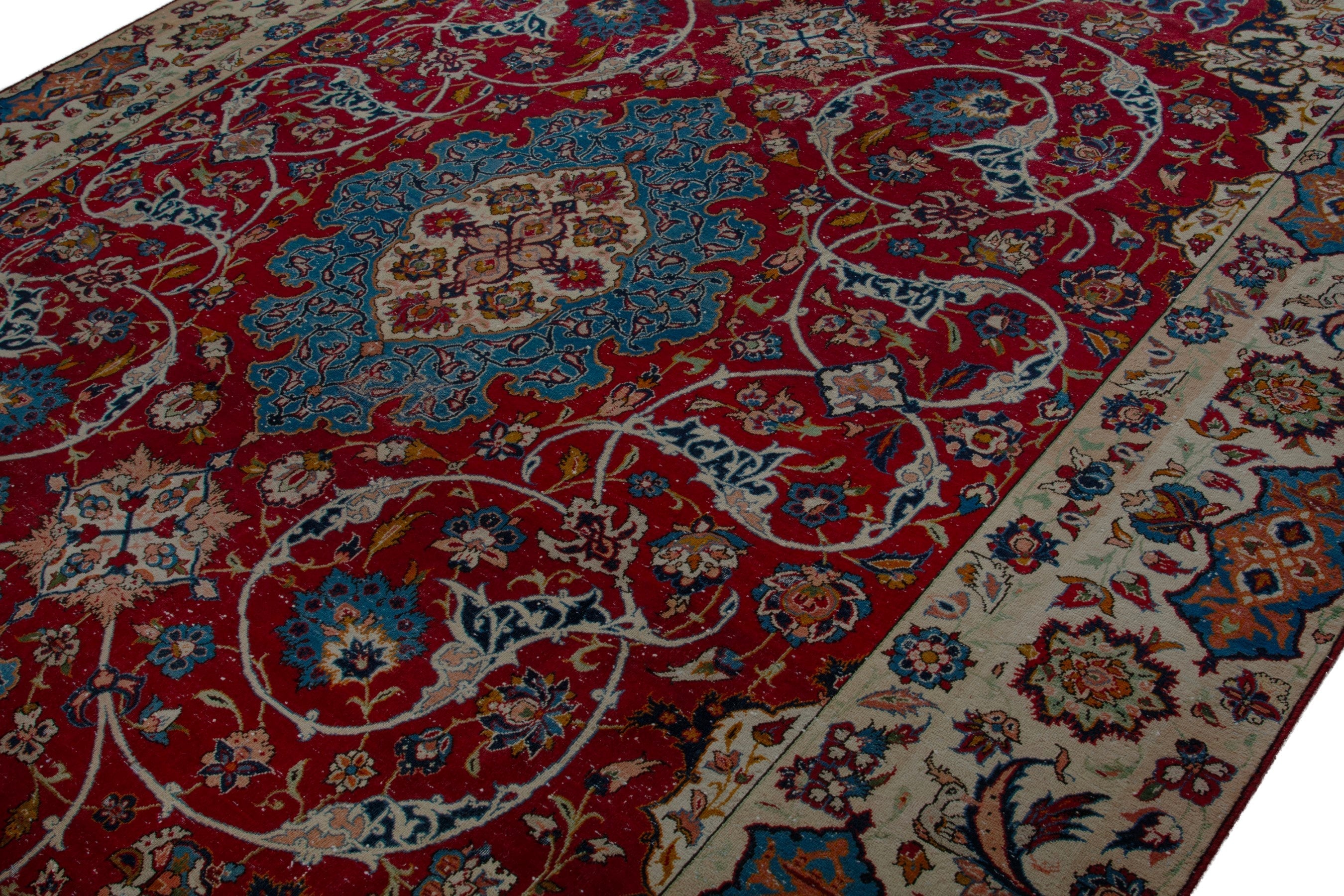 Persian Najafabad oversized rug in deep red and cream, view 4 of 19