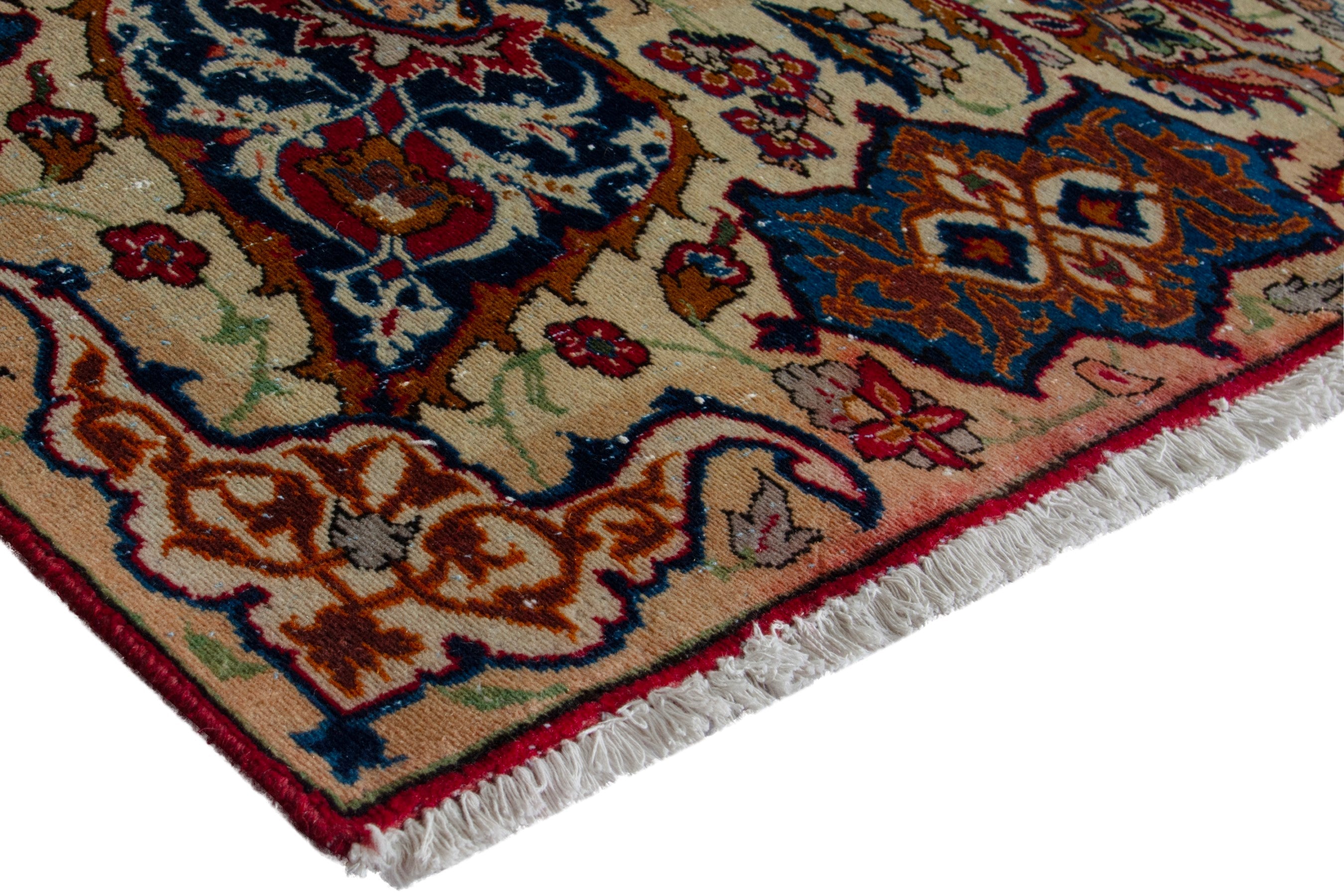 Persian Najafabad oversized rug in deep red and cream, view 5 of 19