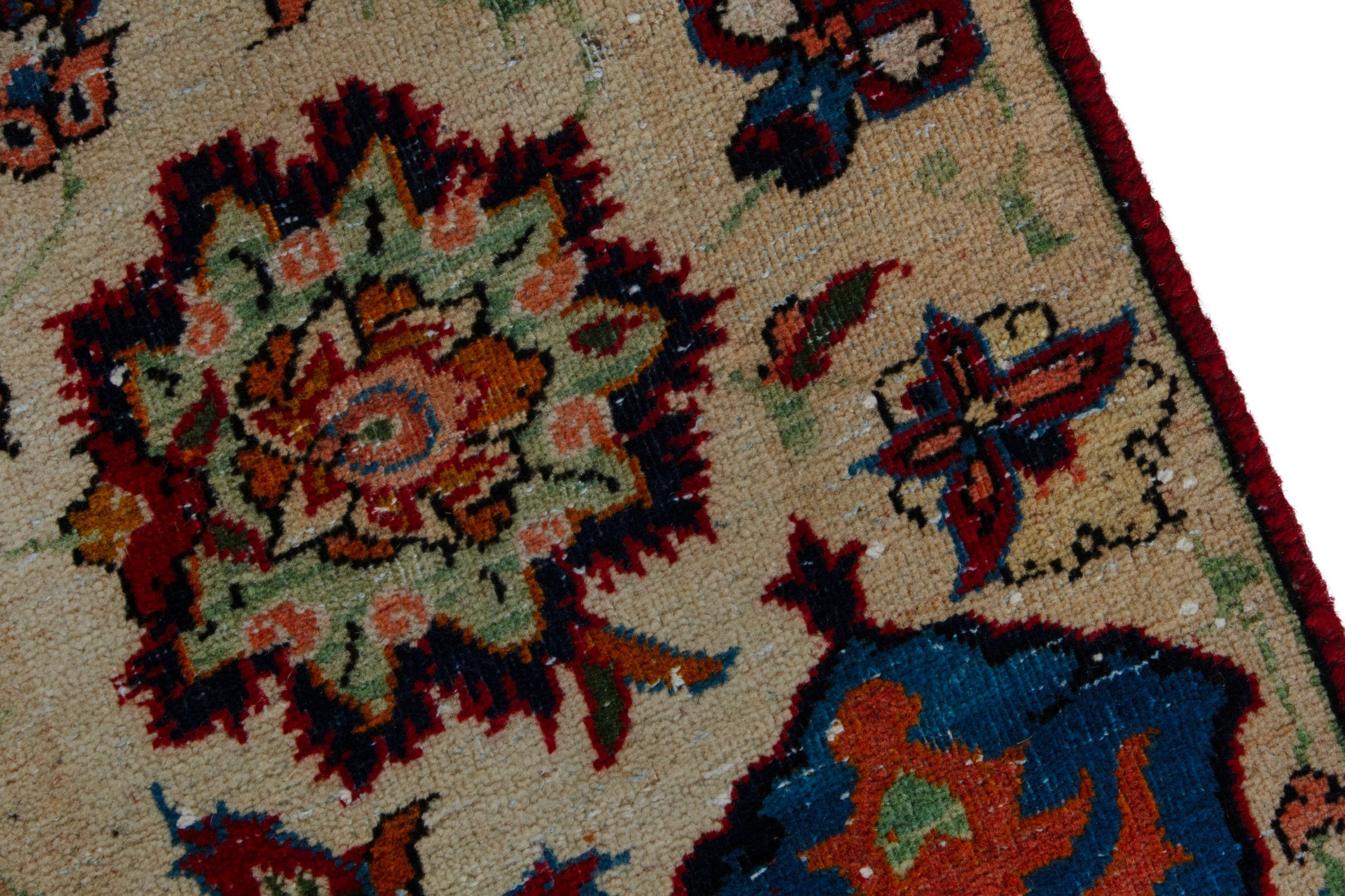 Persian Najafabad oversized rug in deep red and cream, view 6 of 19