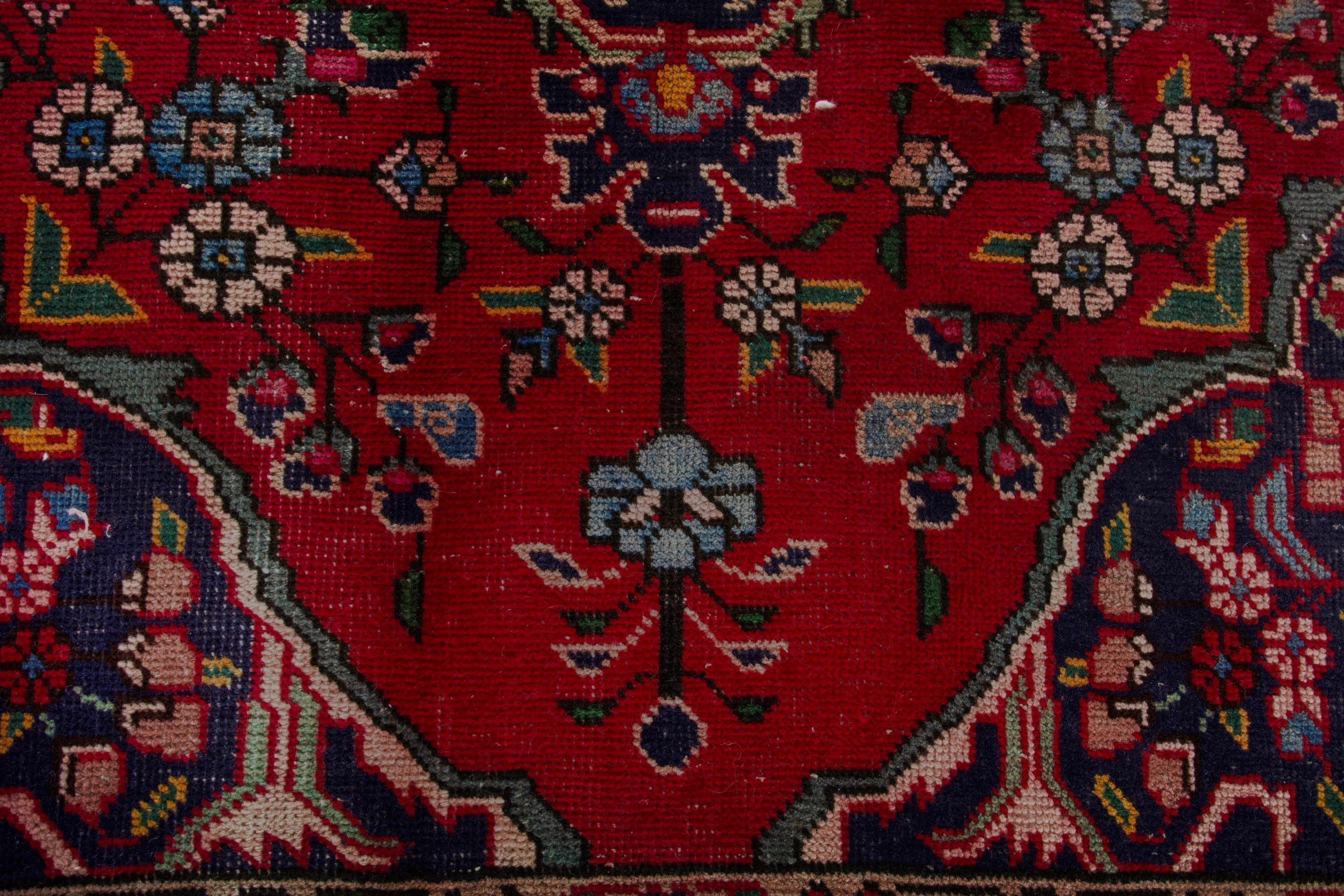 Persian Tabriz area rug in deep red and burgundy, view 10 of 20