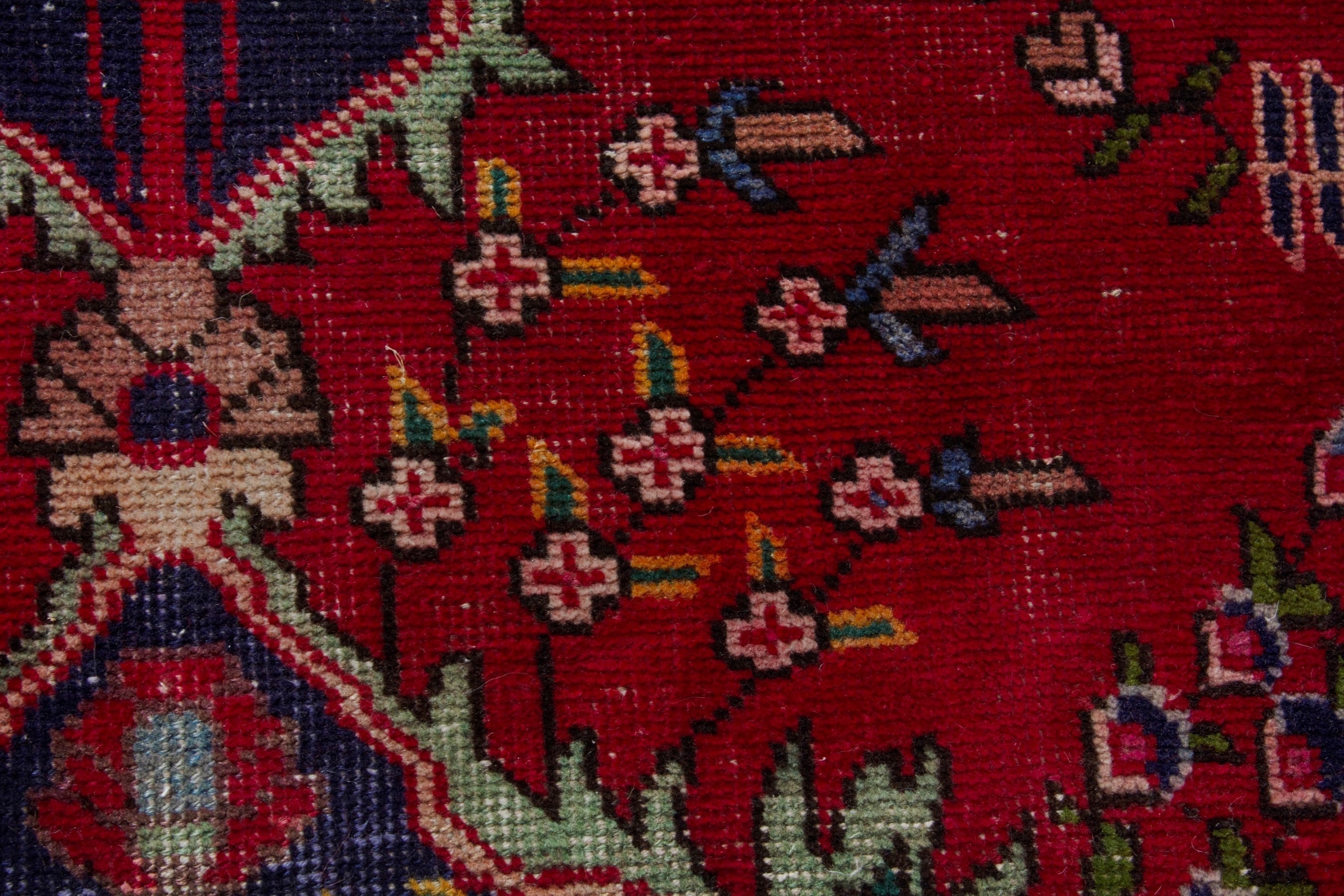 Persian Tabriz area rug in deep red and burgundy, view 13 of 20