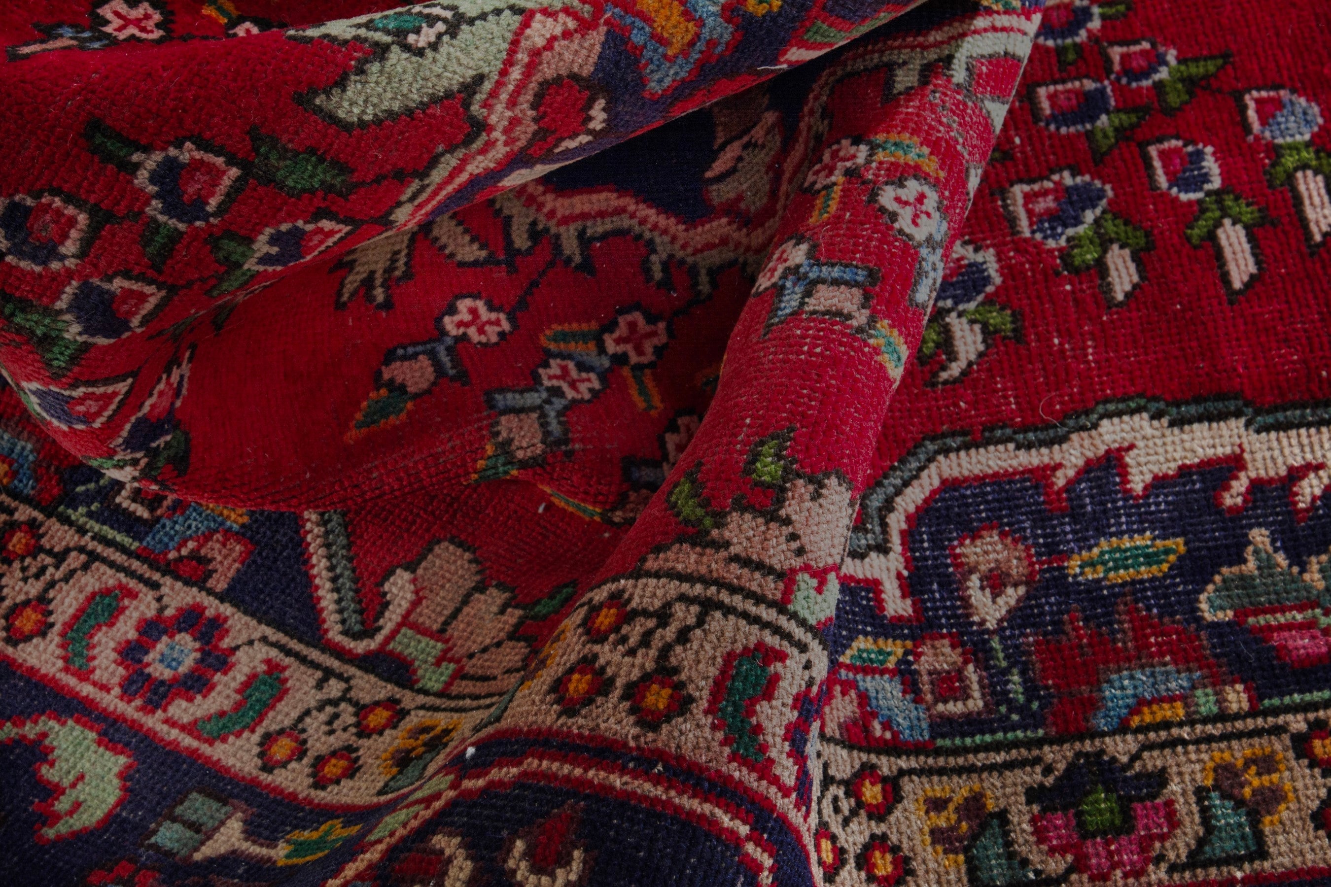 Persian Tabriz area rug in deep red and burgundy, view 14 of 20