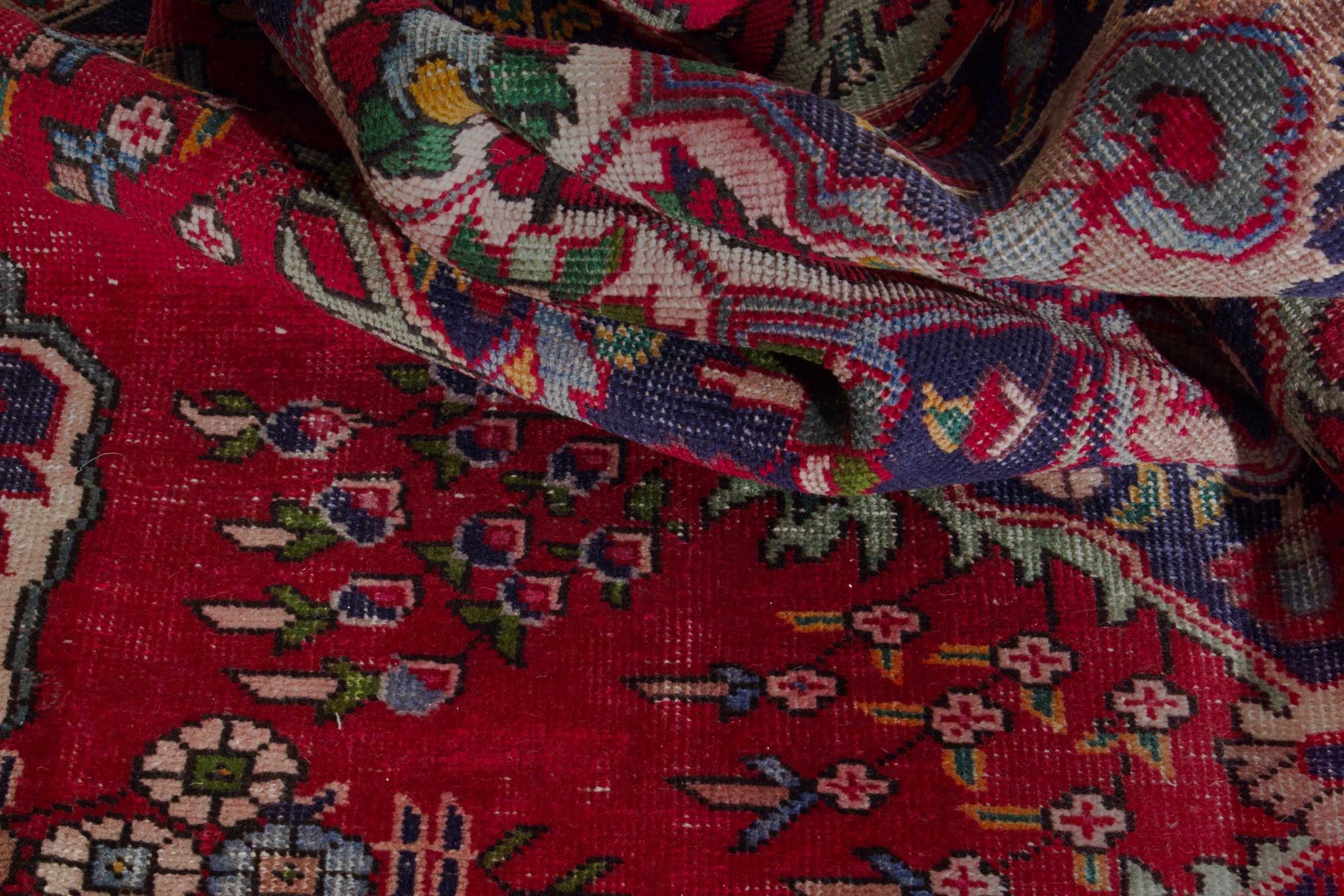 Persian Tabriz area rug in deep red and burgundy, view 15 of 20