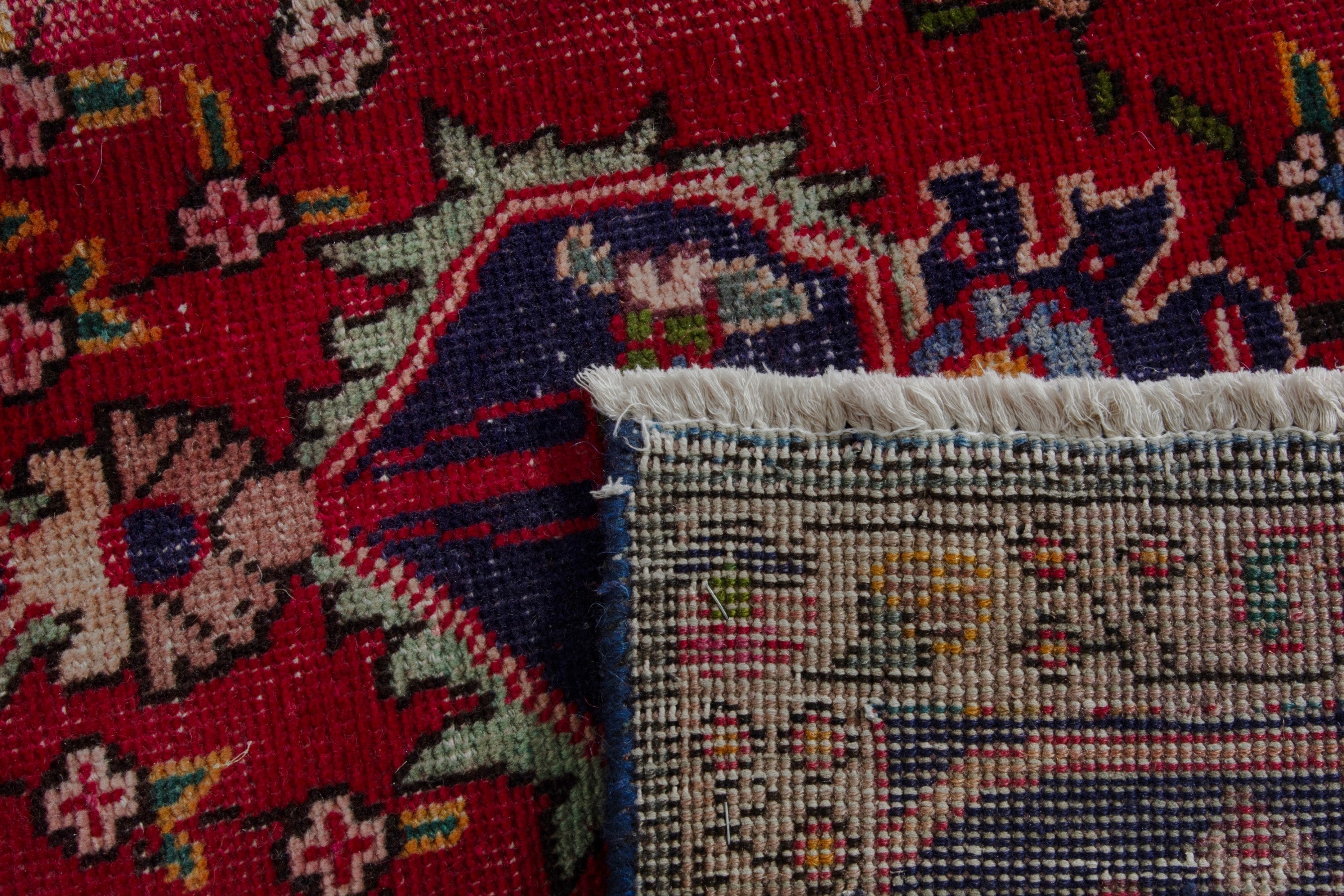 Persian Tabriz area rug in deep red and burgundy, view 20 of 20