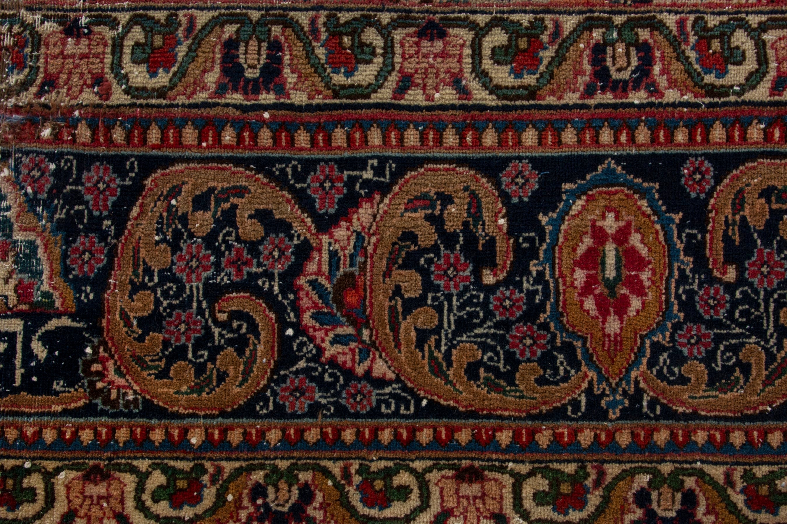 Persian Kashmar oversized rug in dark blue and burgundy, view 11 of 20