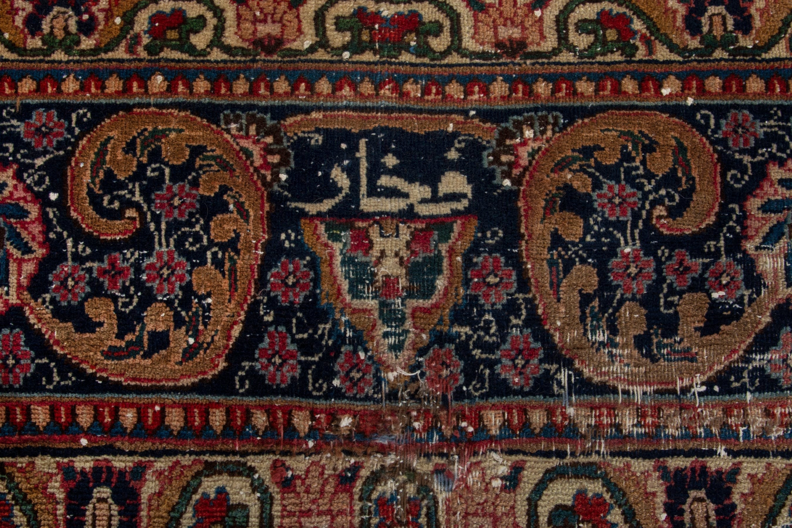 Persian Kashmar oversized rug in dark blue and burgundy, view 12 of 20