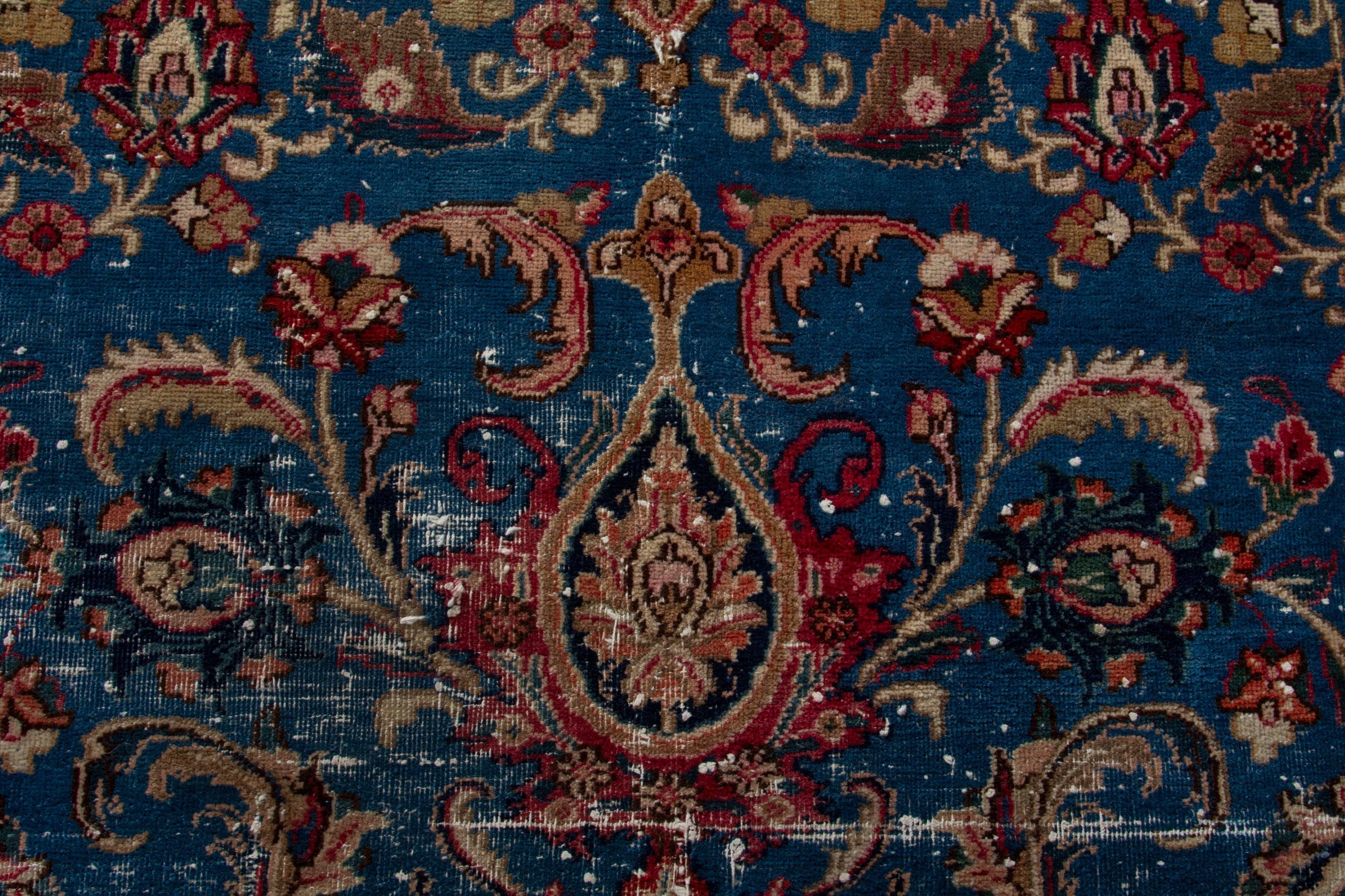 Persian Kashmar oversized rug in dark blue and burgundy, view 14 of 20