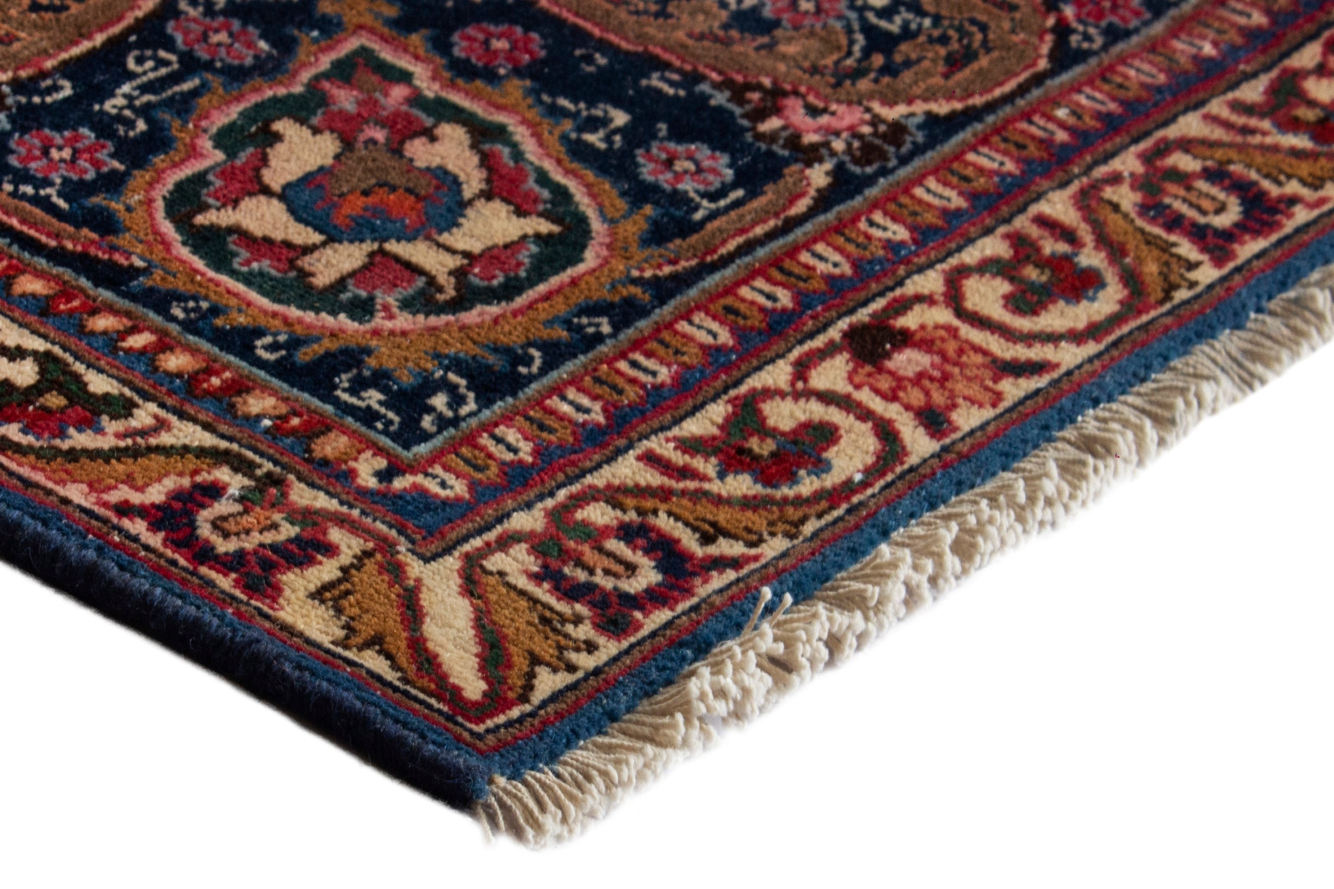 Persian Kashmar oversized rug in dark blue and burgundy, view 5 of 20