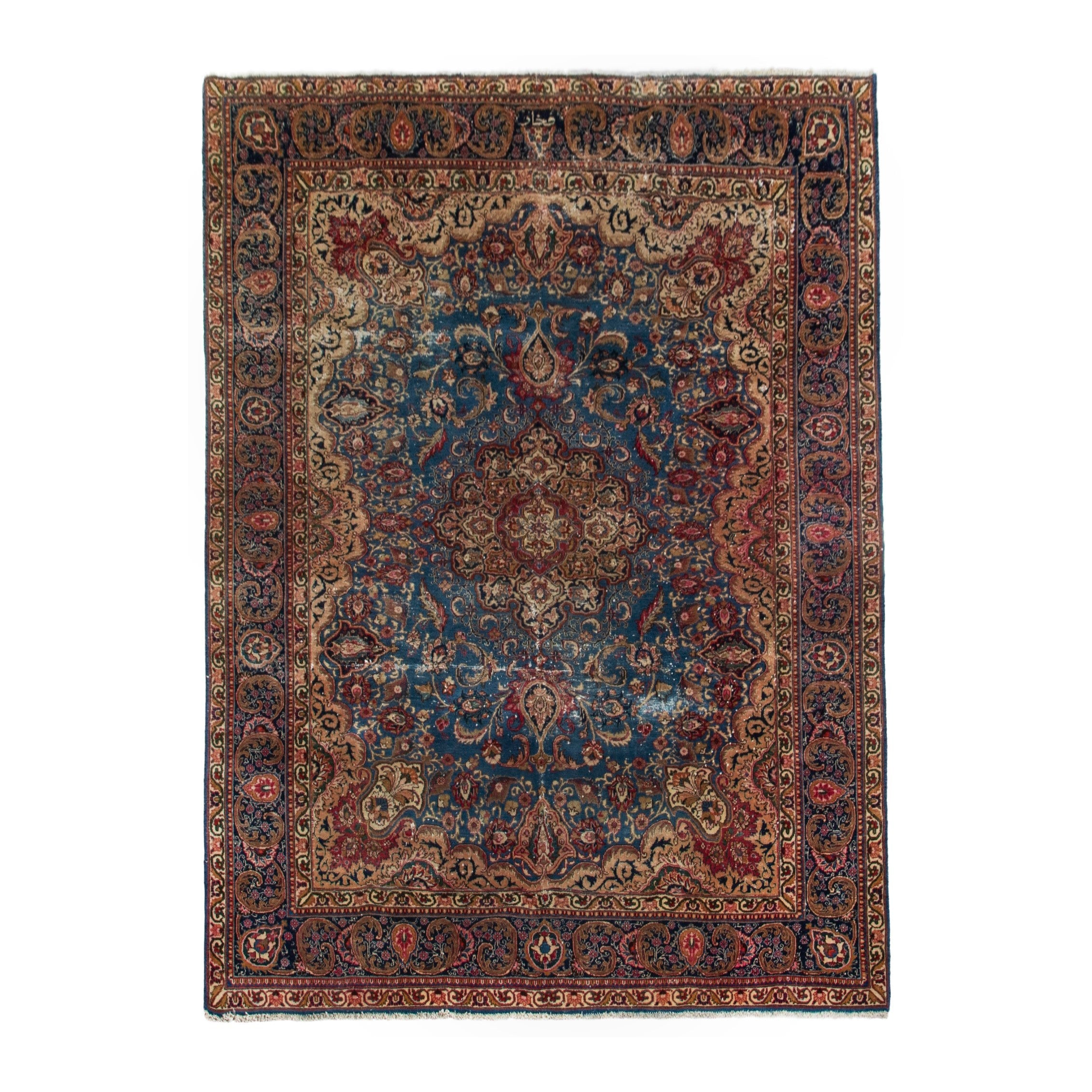 Persian Kashmar oversized rug in dark blue and burgundy, 8'2" x 11'2"