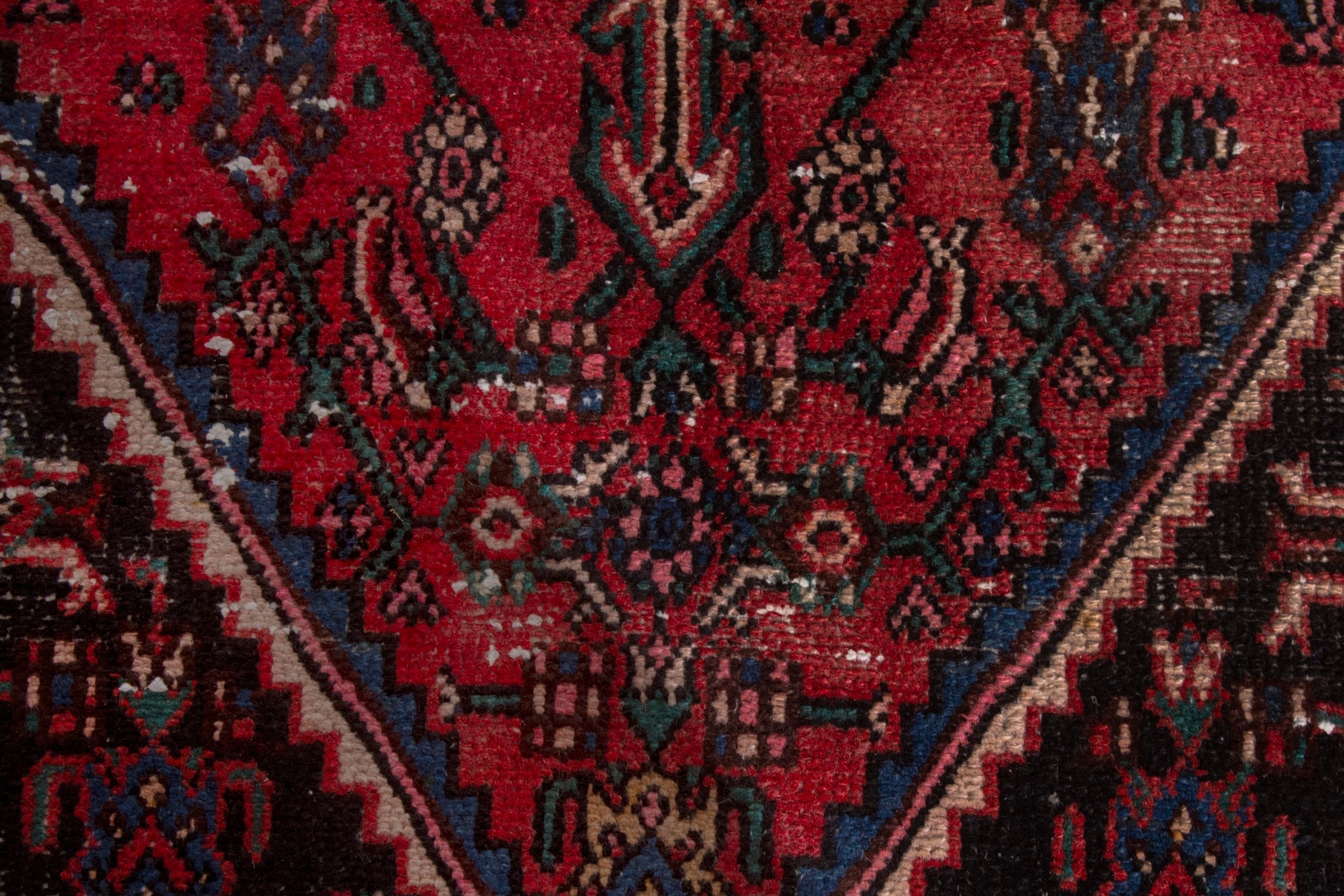 Persian Hamedan area rug in burgundy and deep red, view 12 of 20