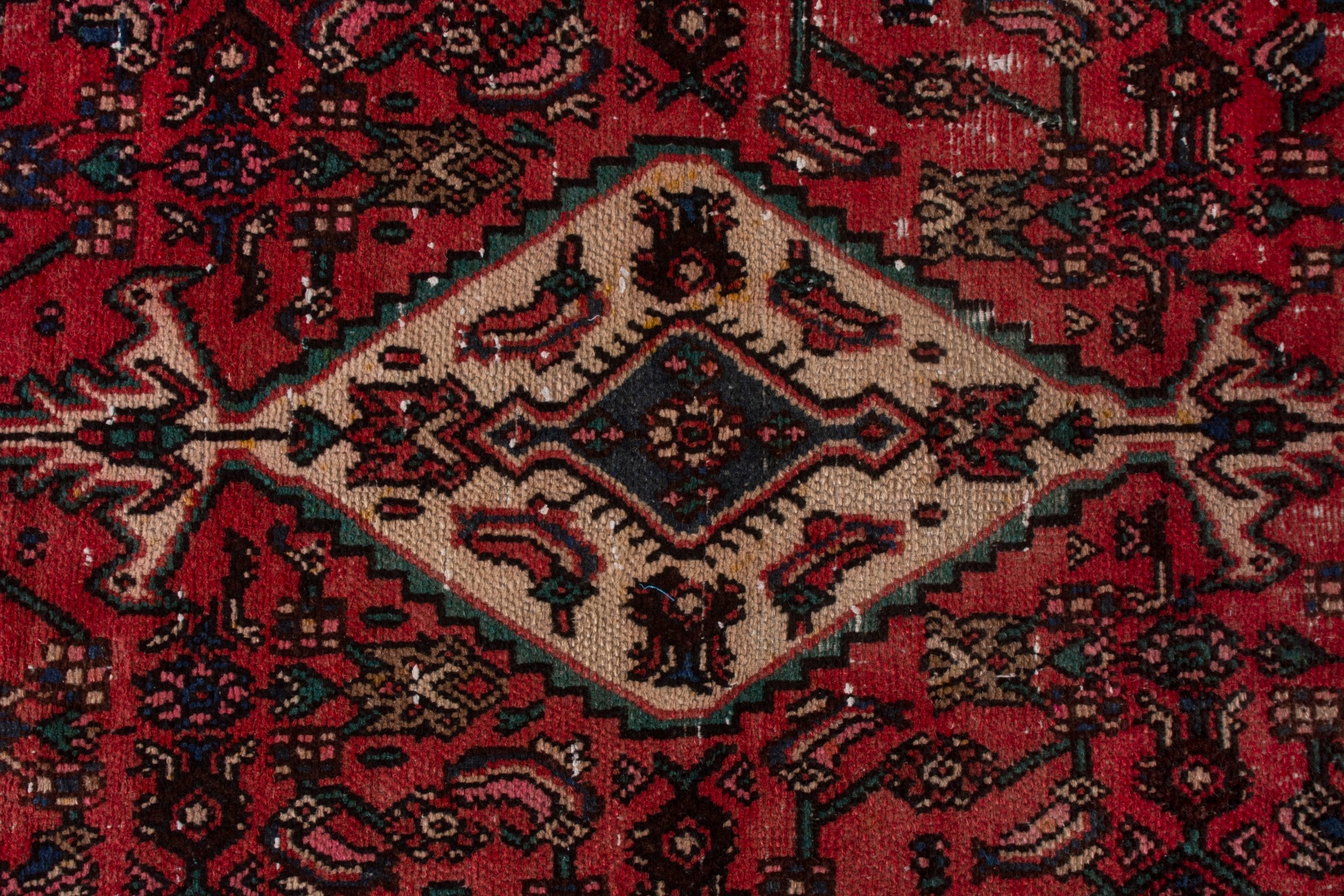 Persian Hamedan area rug in burgundy and deep red, view 13 of 20