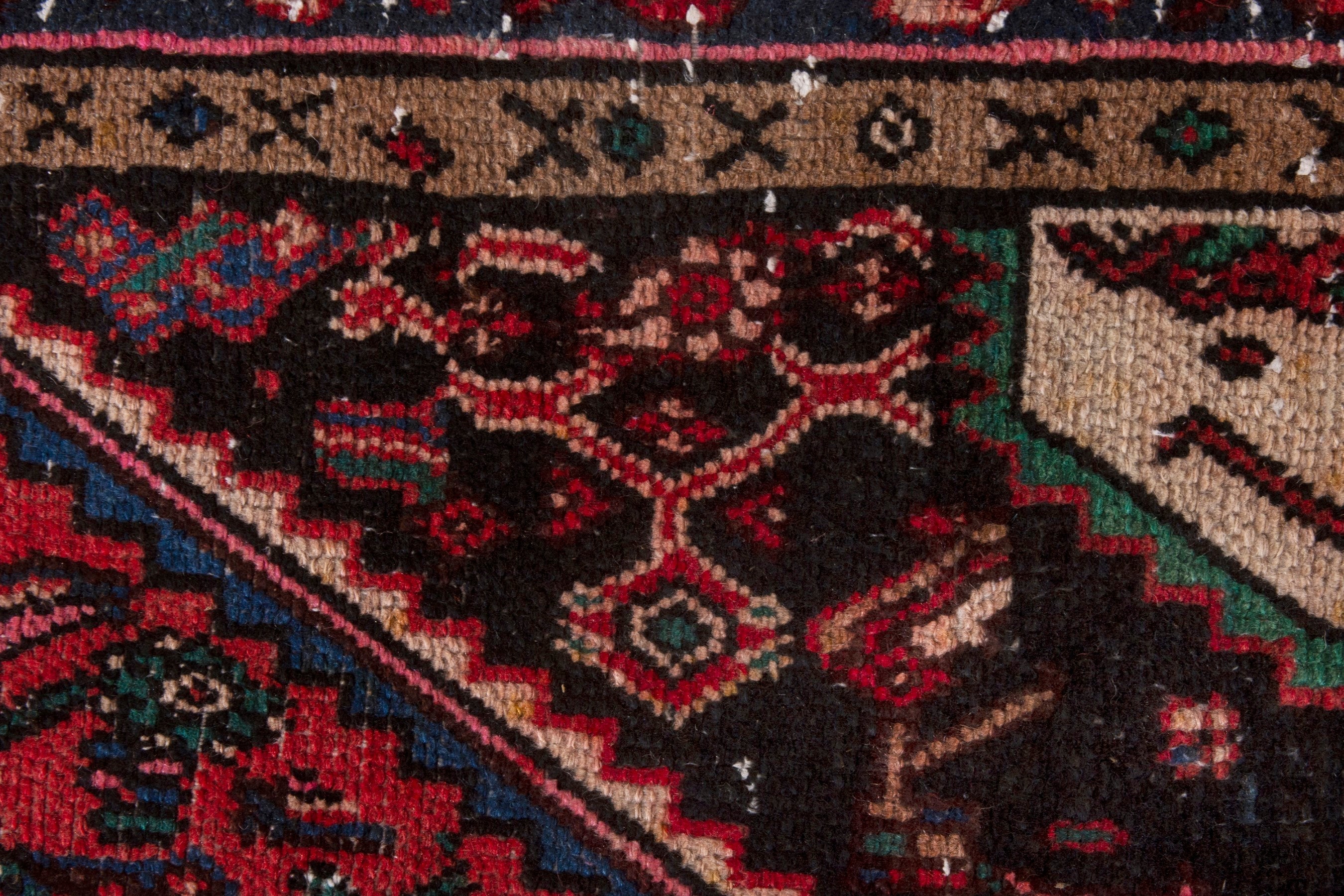 Persian Hamedan area rug in burgundy and deep red, view 15 of 20