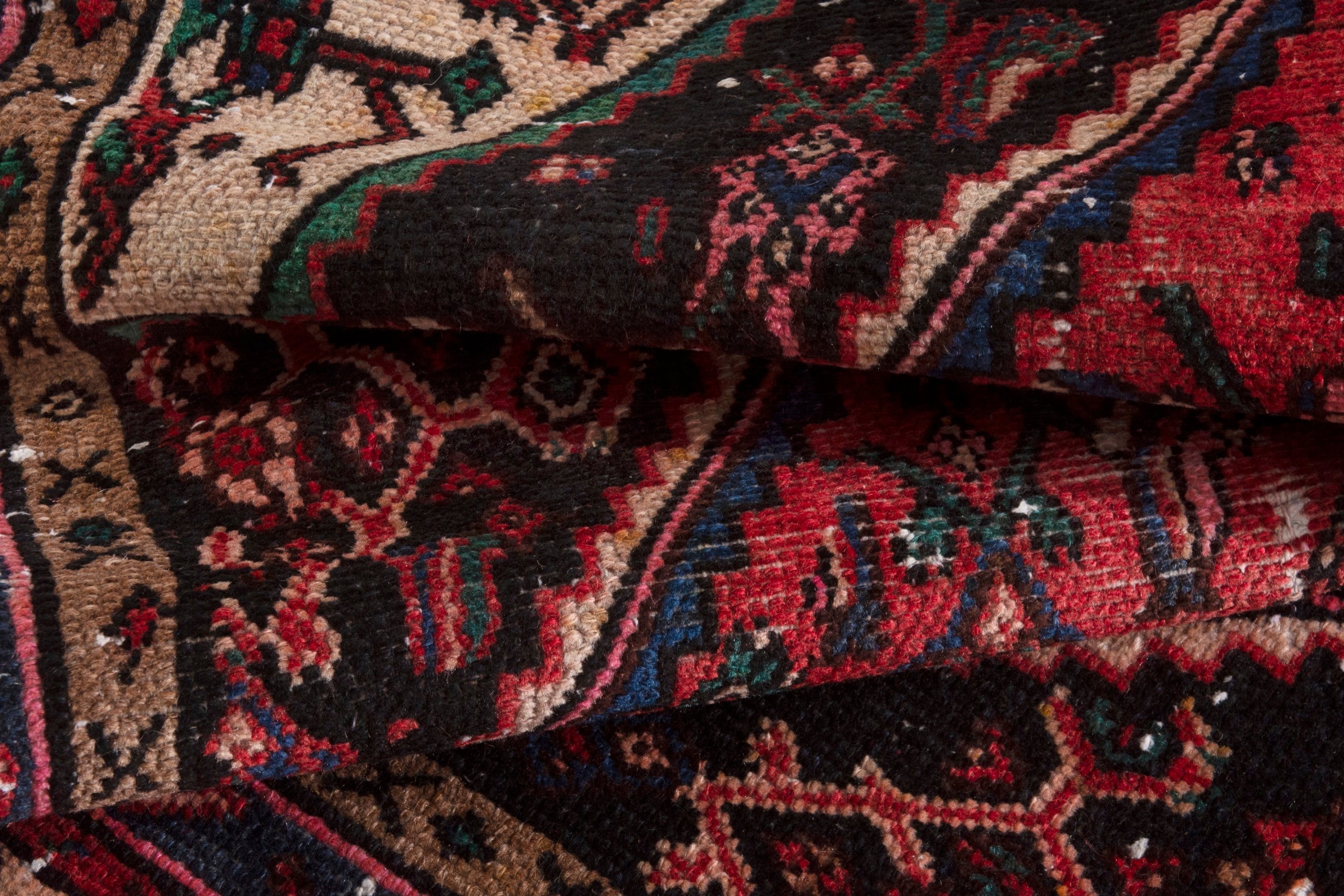 Persian Hamedan area rug in burgundy and deep red, view 17 of 20
