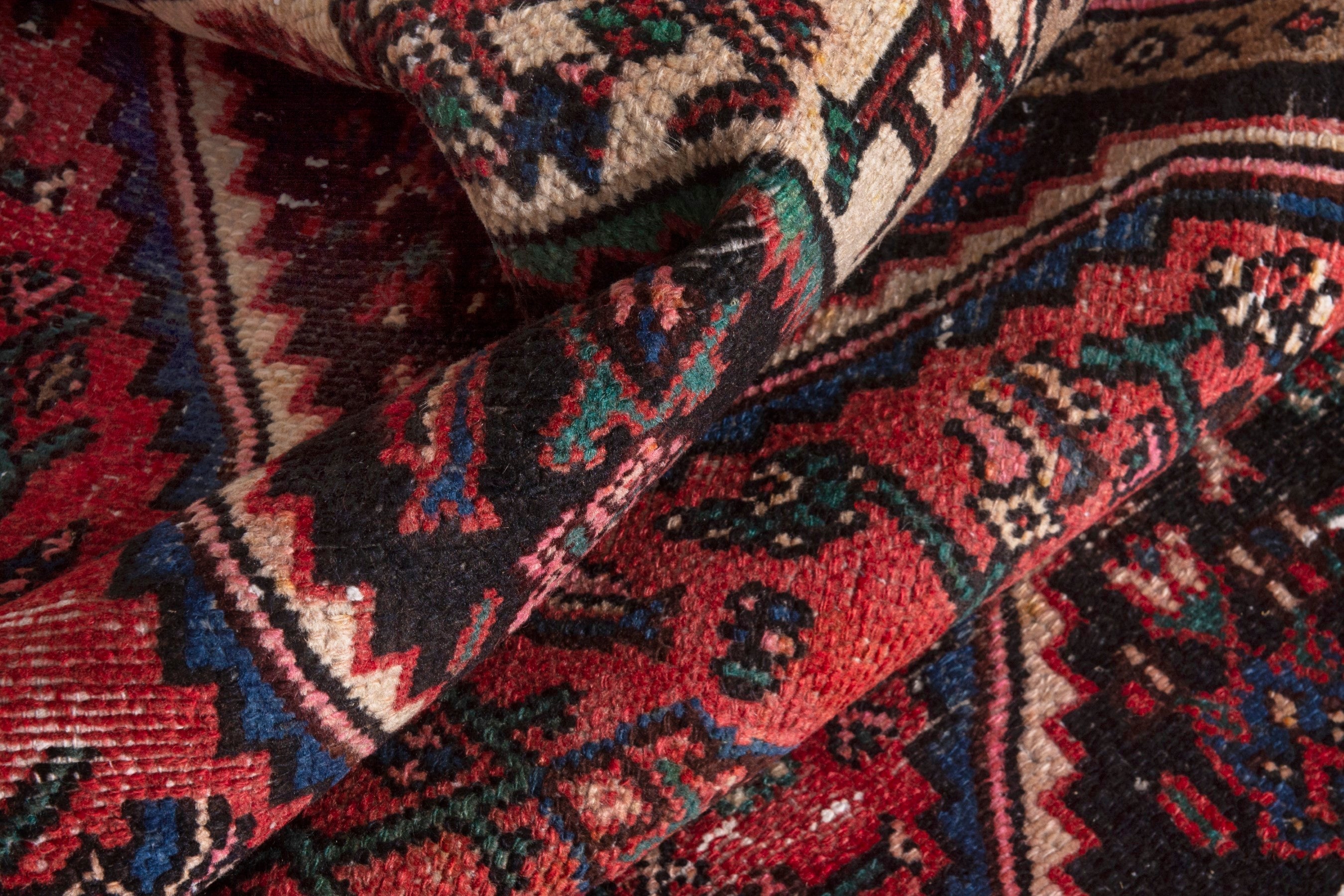 Persian Hamedan area rug in burgundy and deep red, view 18 of 20