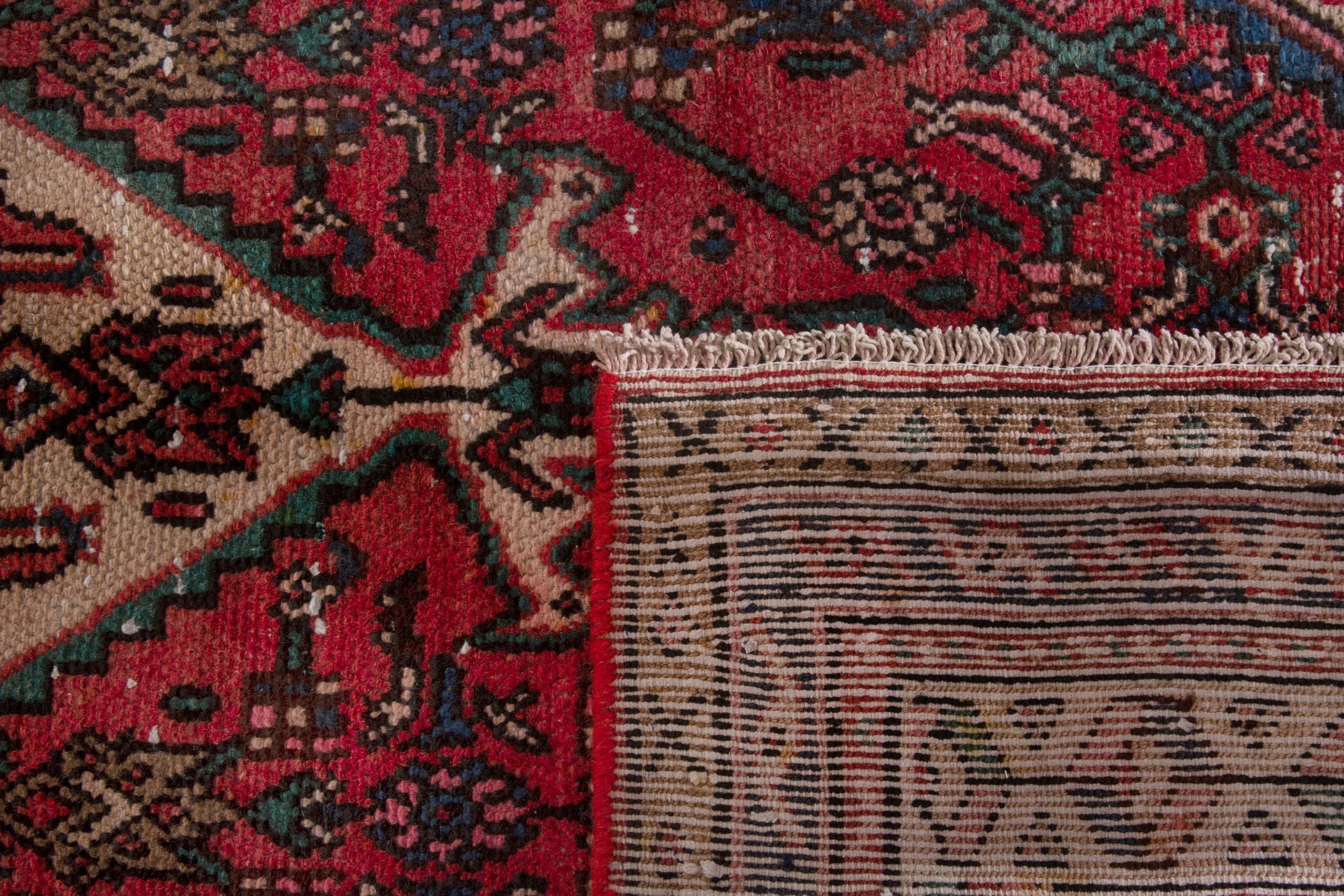 Persian Hamedan area rug in burgundy and deep red, view 20 of 20