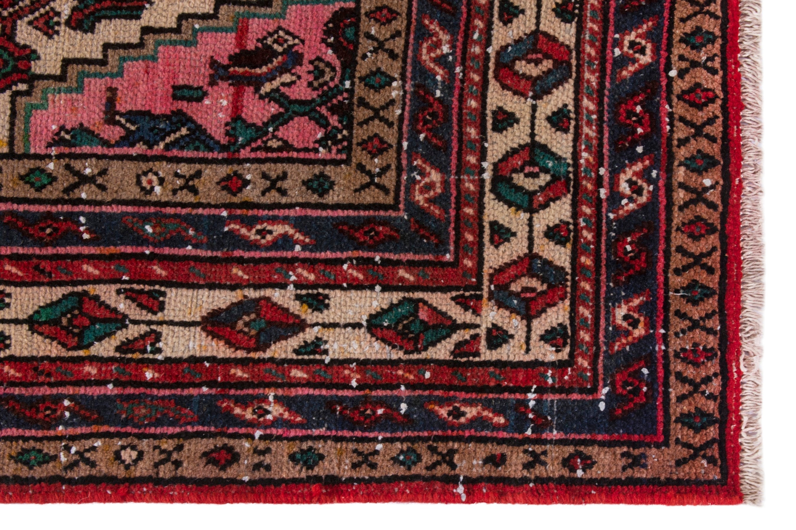 Persian Hamedan area rug in burgundy and deep red, view 10 of 20