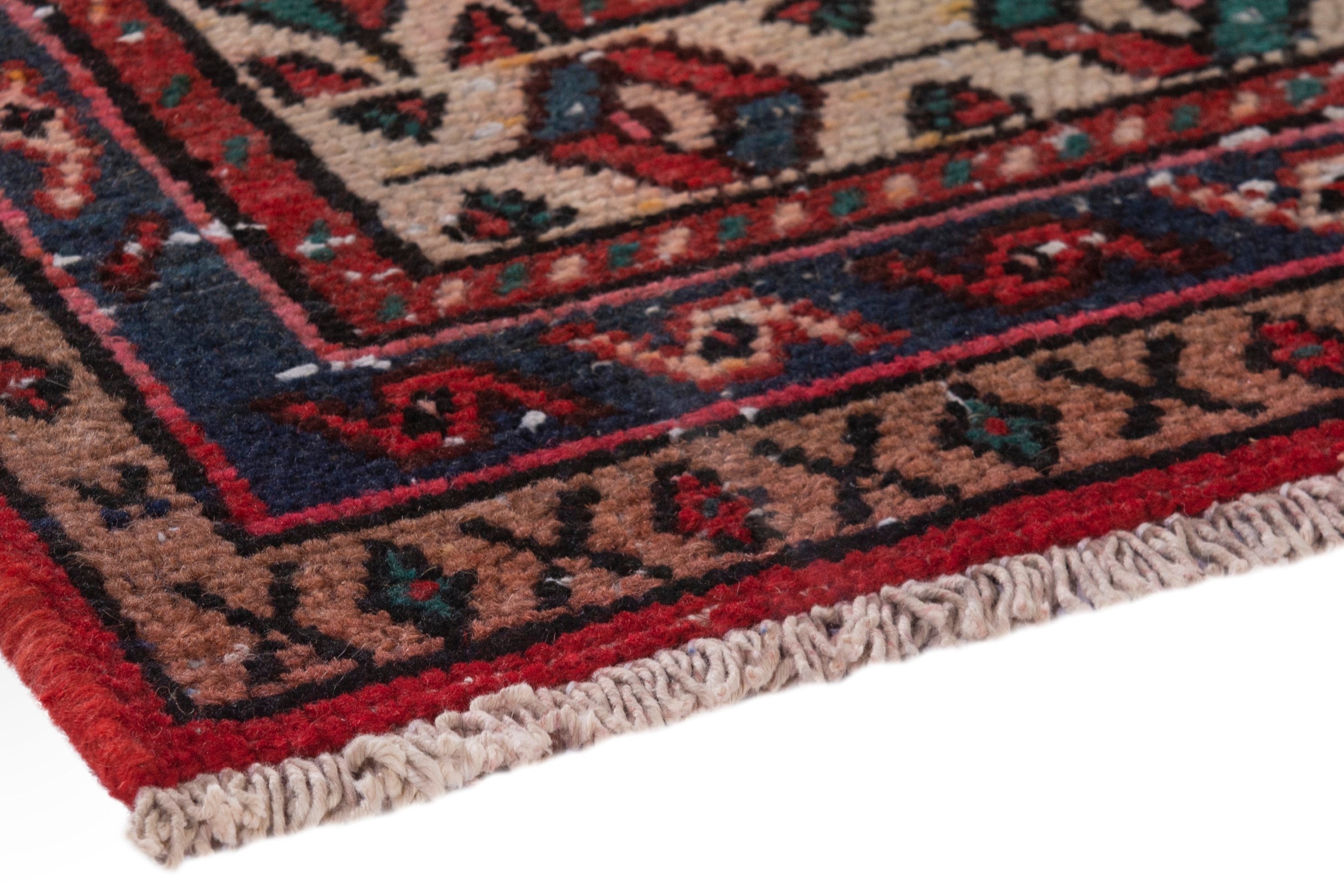 Persian Hamedan area rug in burgundy and deep red, view 5 of 20