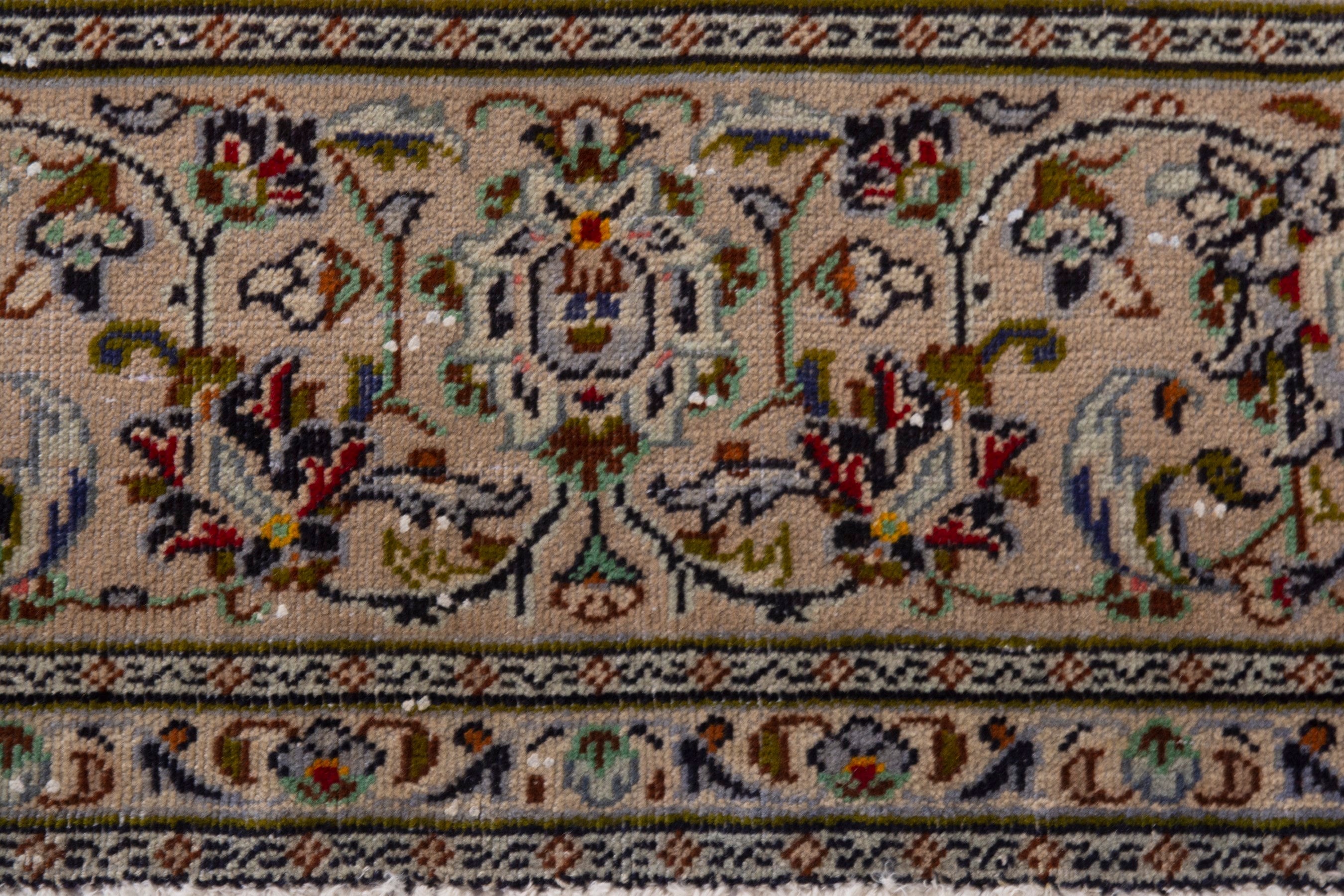 Persian Kashan area rug in cream and faded red, view 10 of 19