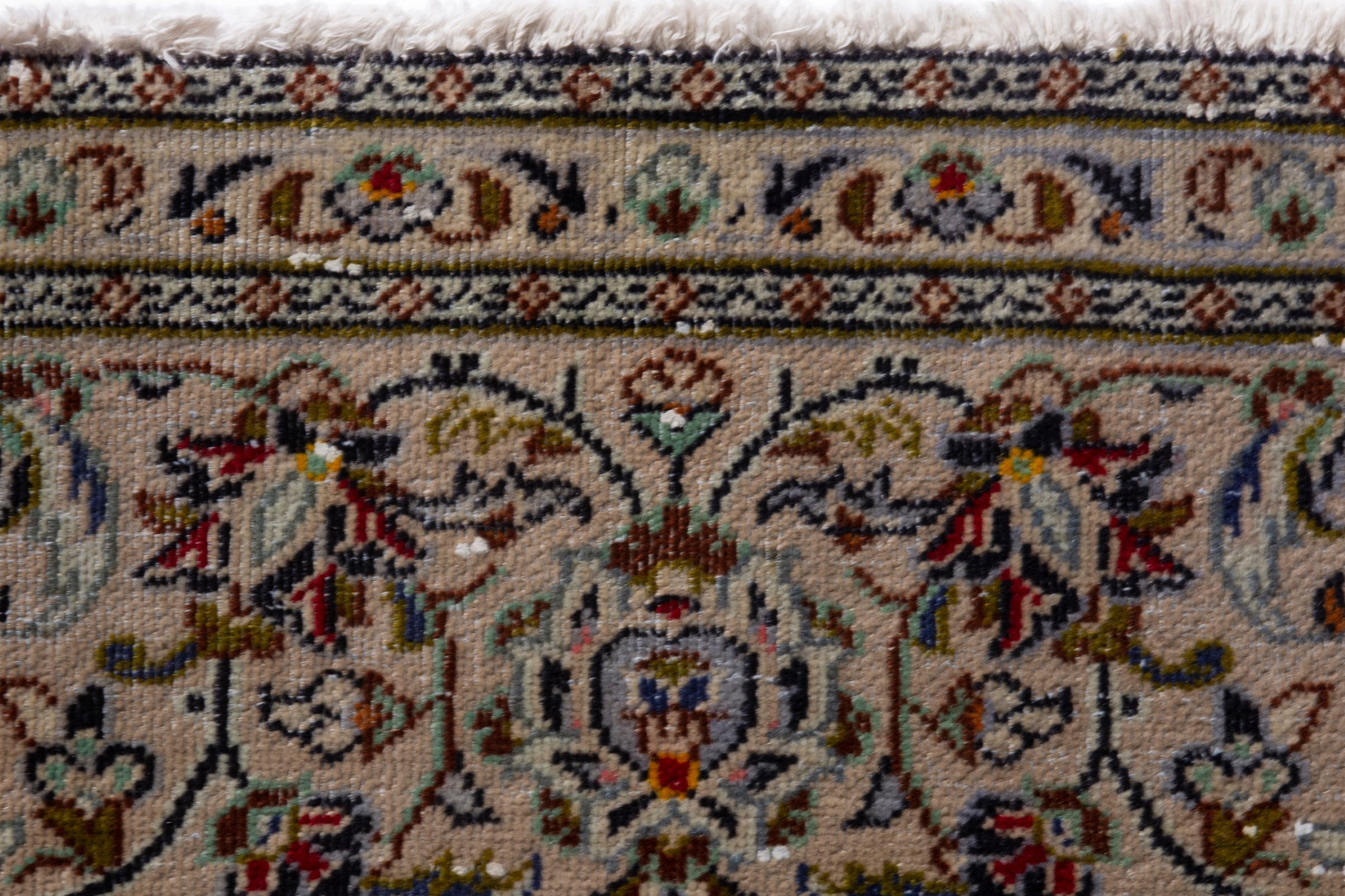 Persian Kashan area rug in cream and faded red, view 15 of 19