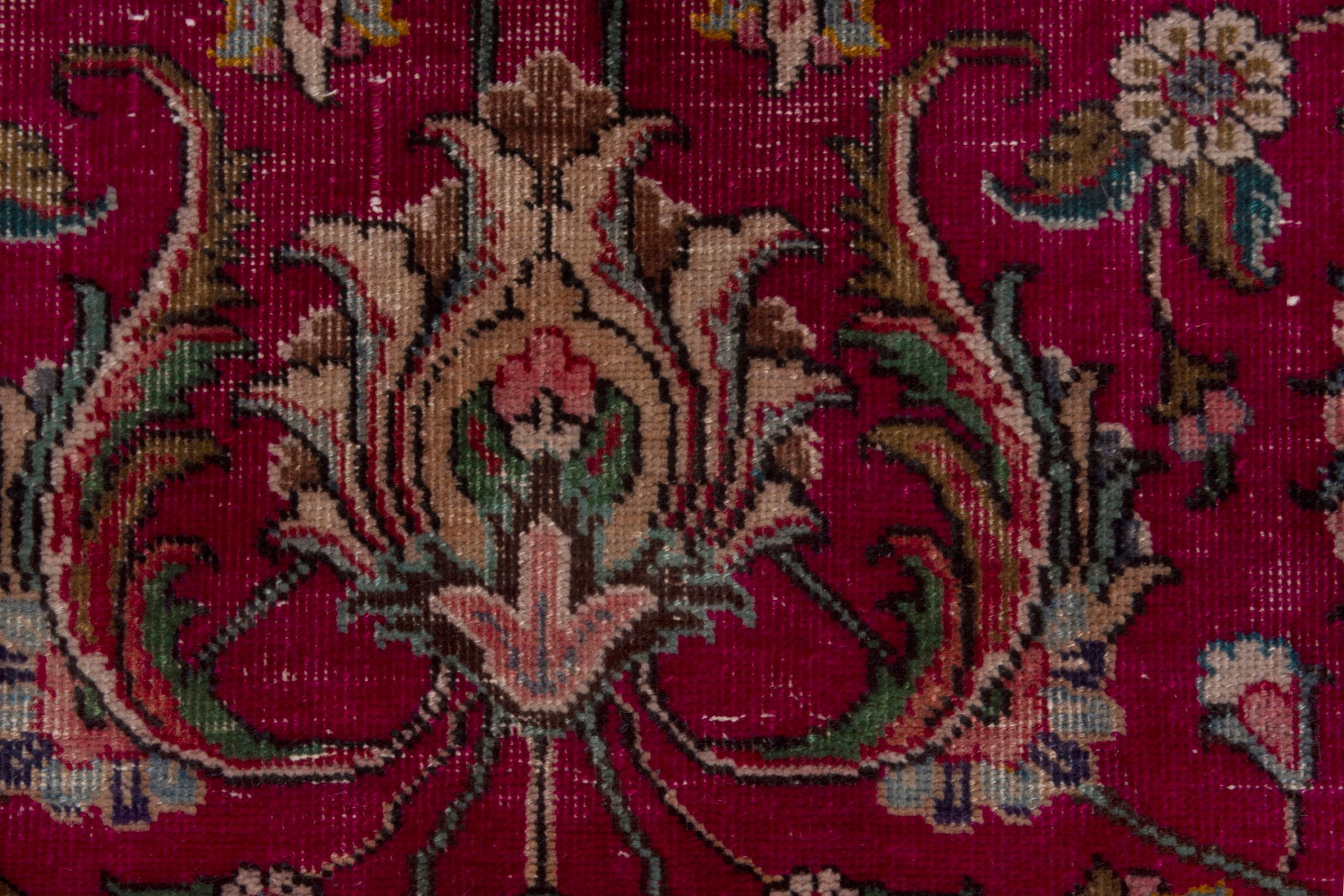 Persian Tabriz oversized rug in deep red and dark blue, view 13 of 20
