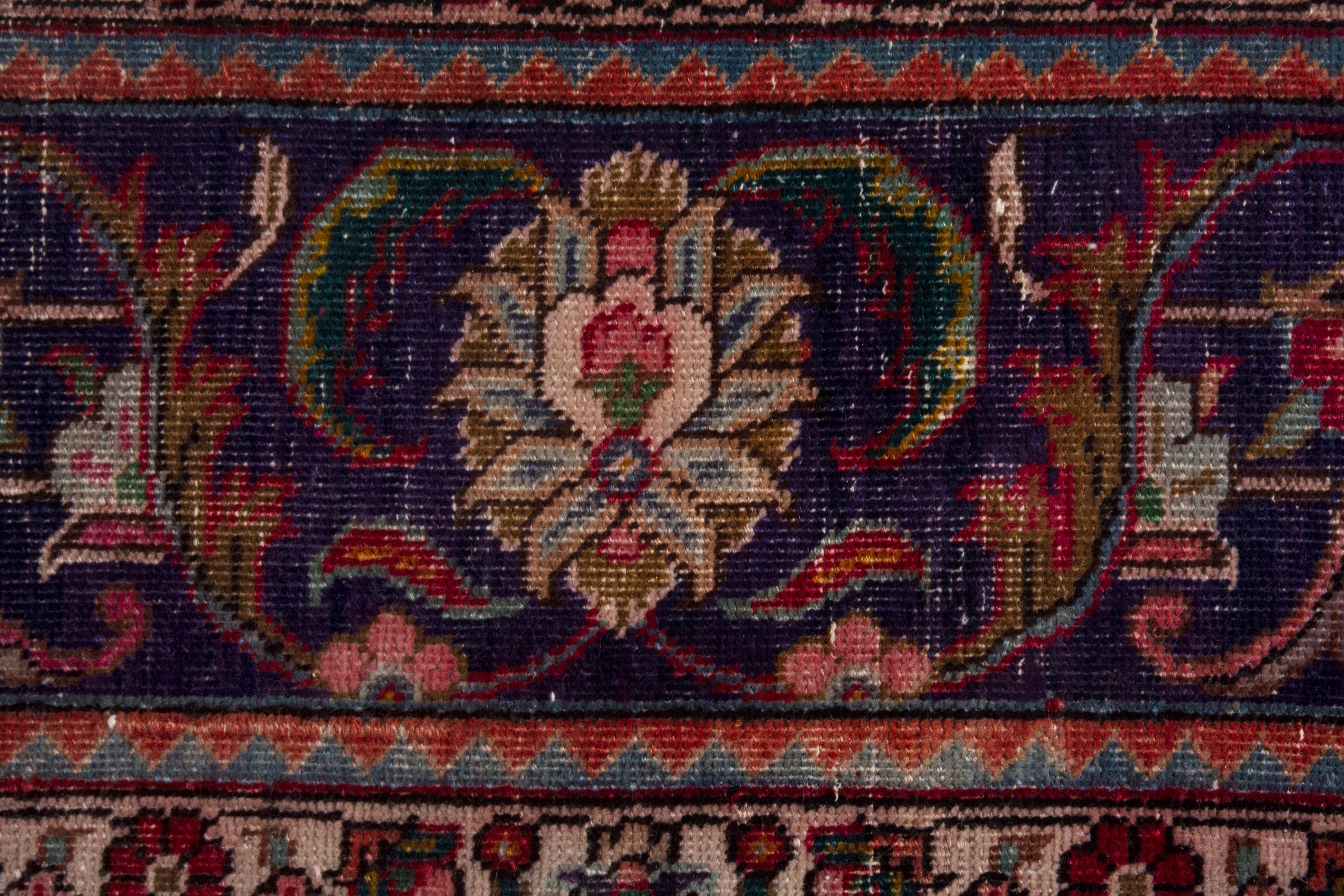 Persian Tabriz oversized rug in deep red and dark blue, view 14 of 20