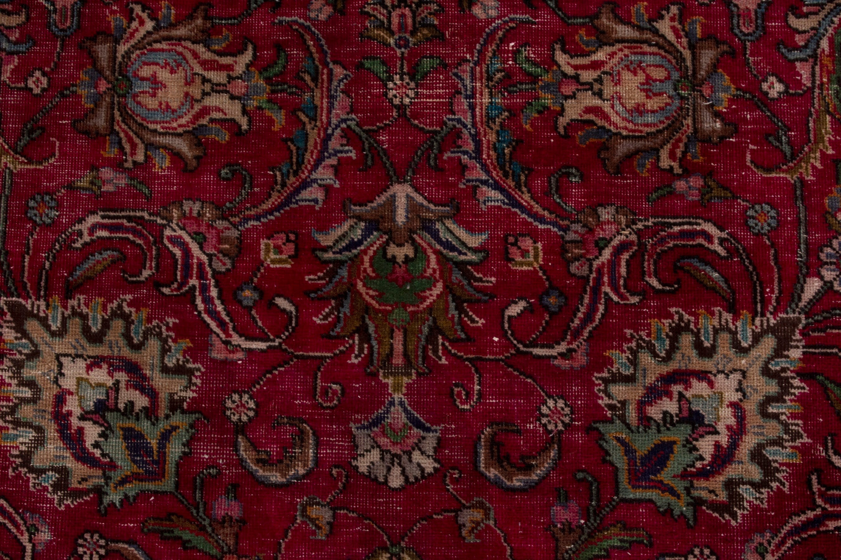 Persian Tabriz oversized rug in deep red and dark blue, view 15 of 20