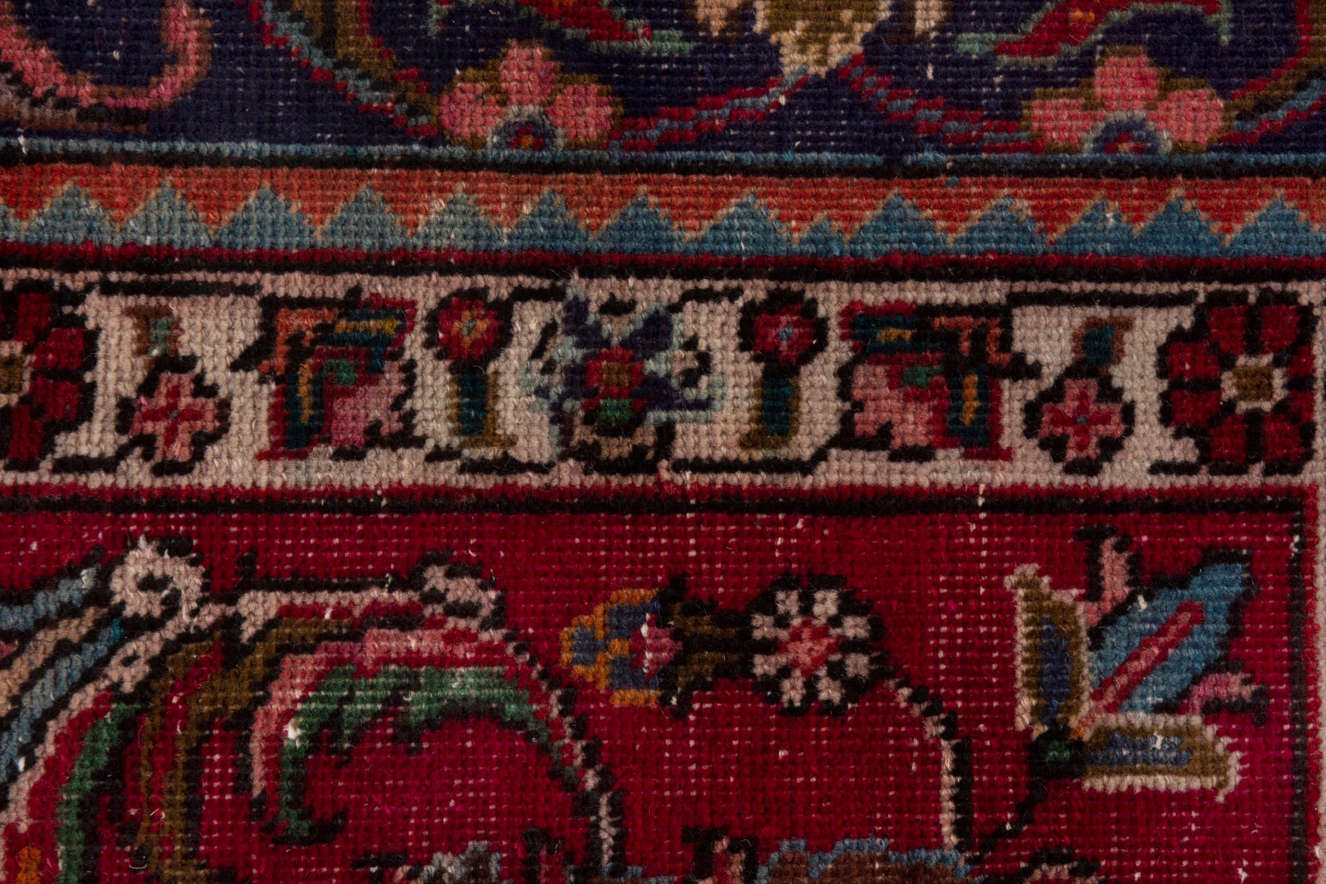 Persian Tabriz oversized rug in deep red and dark blue, view 16 of 20