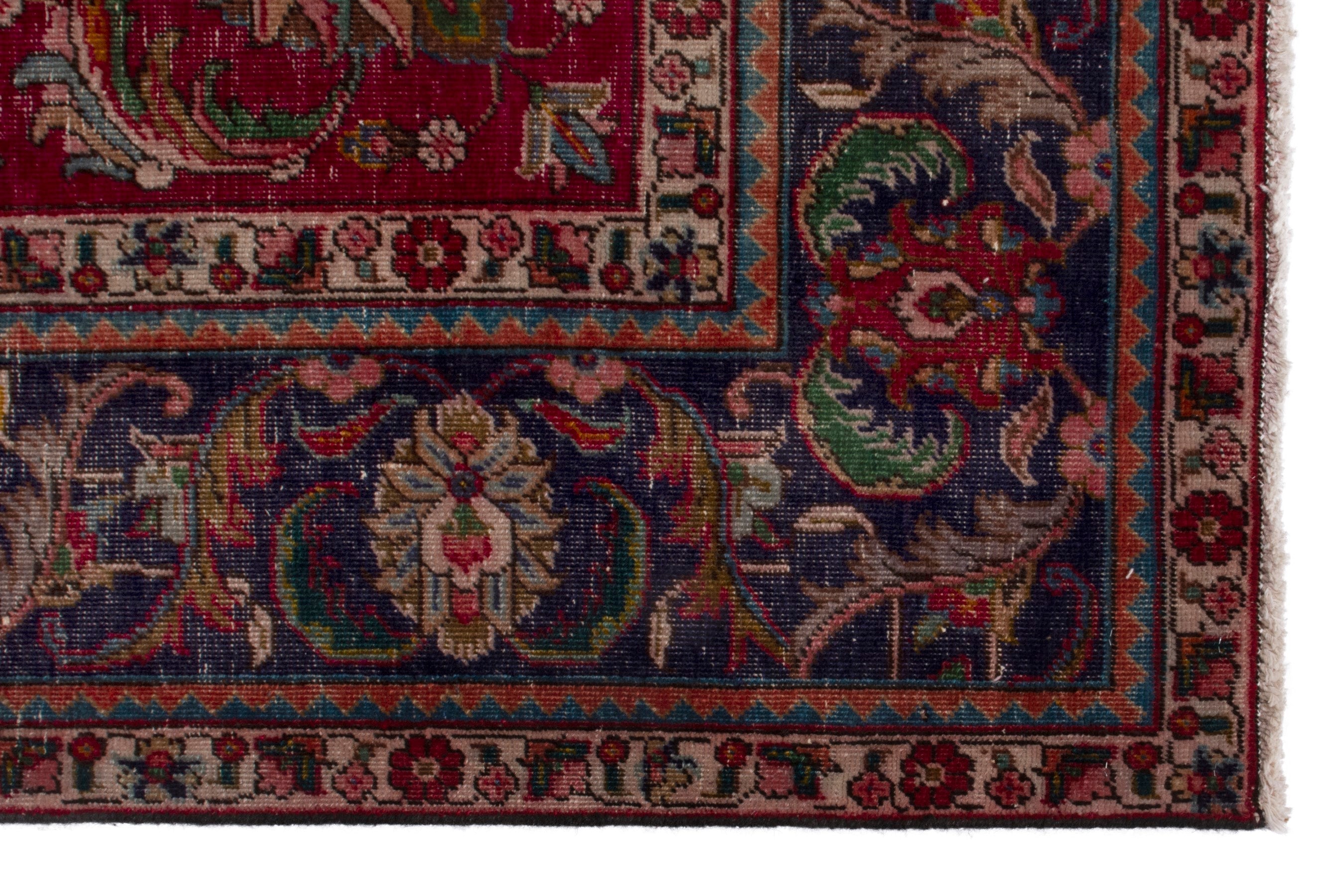 Persian Tabriz oversized rug in deep red and dark blue, view 10 of 20