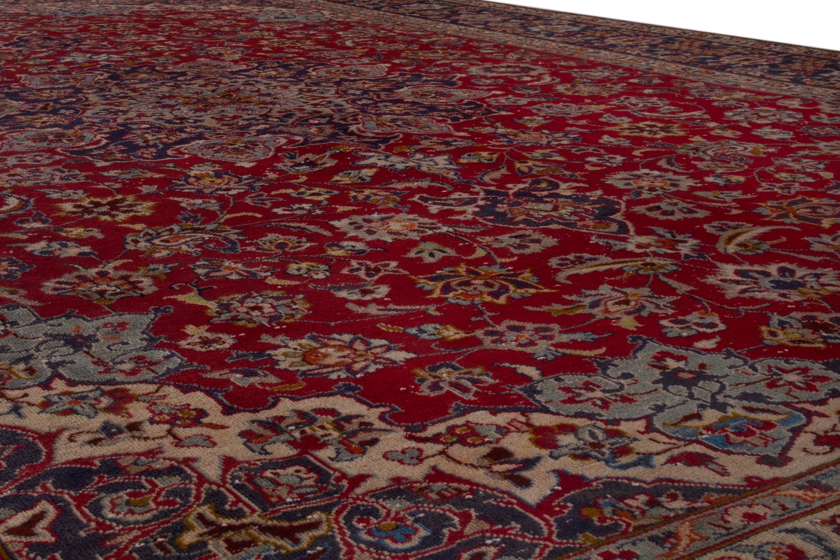 Persian Najafabad oversized rug in deep red and navy, view 9 of 18