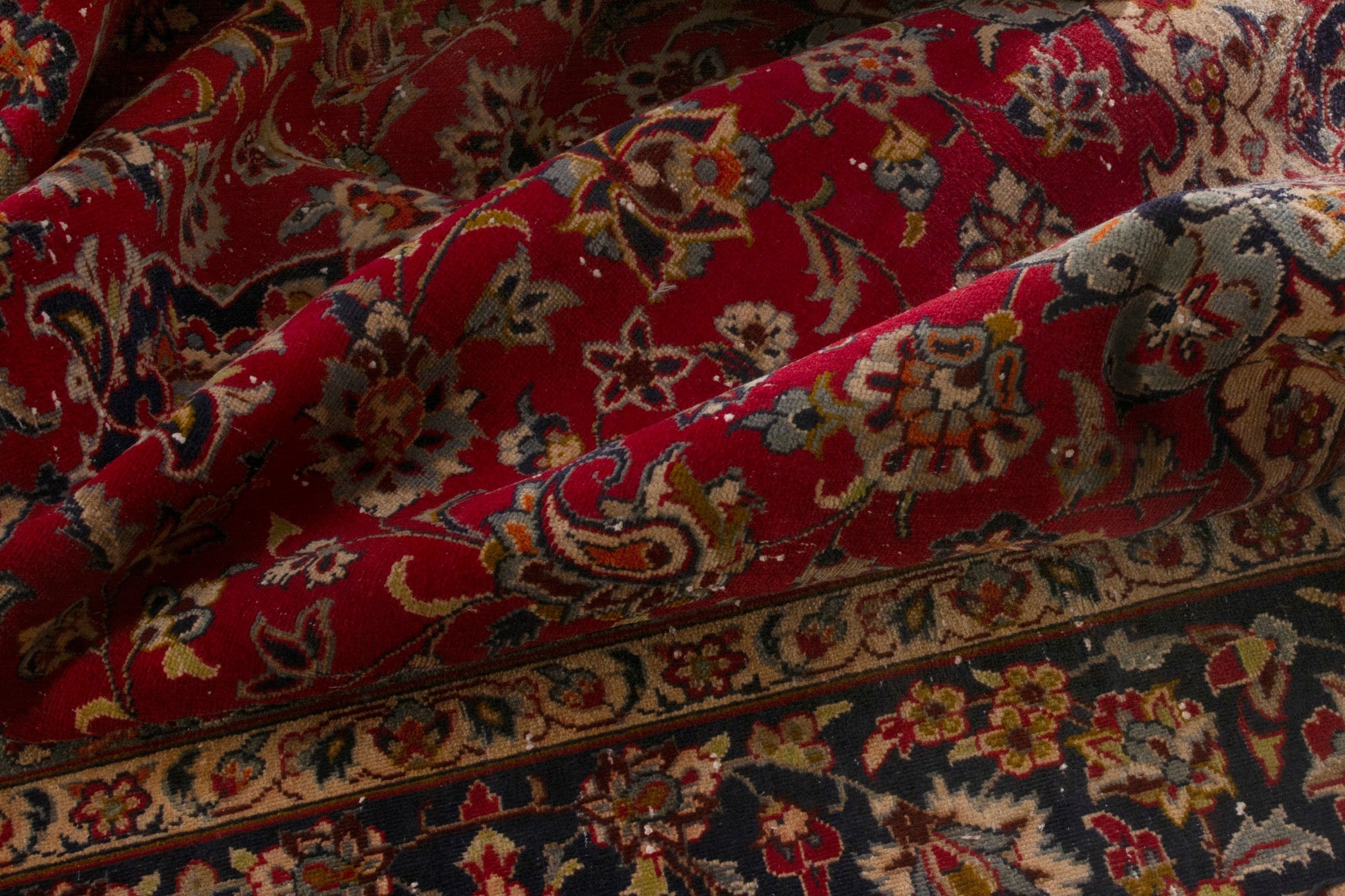 Persian Najafabad oversized rug in deep red and navy, view 15 of 18