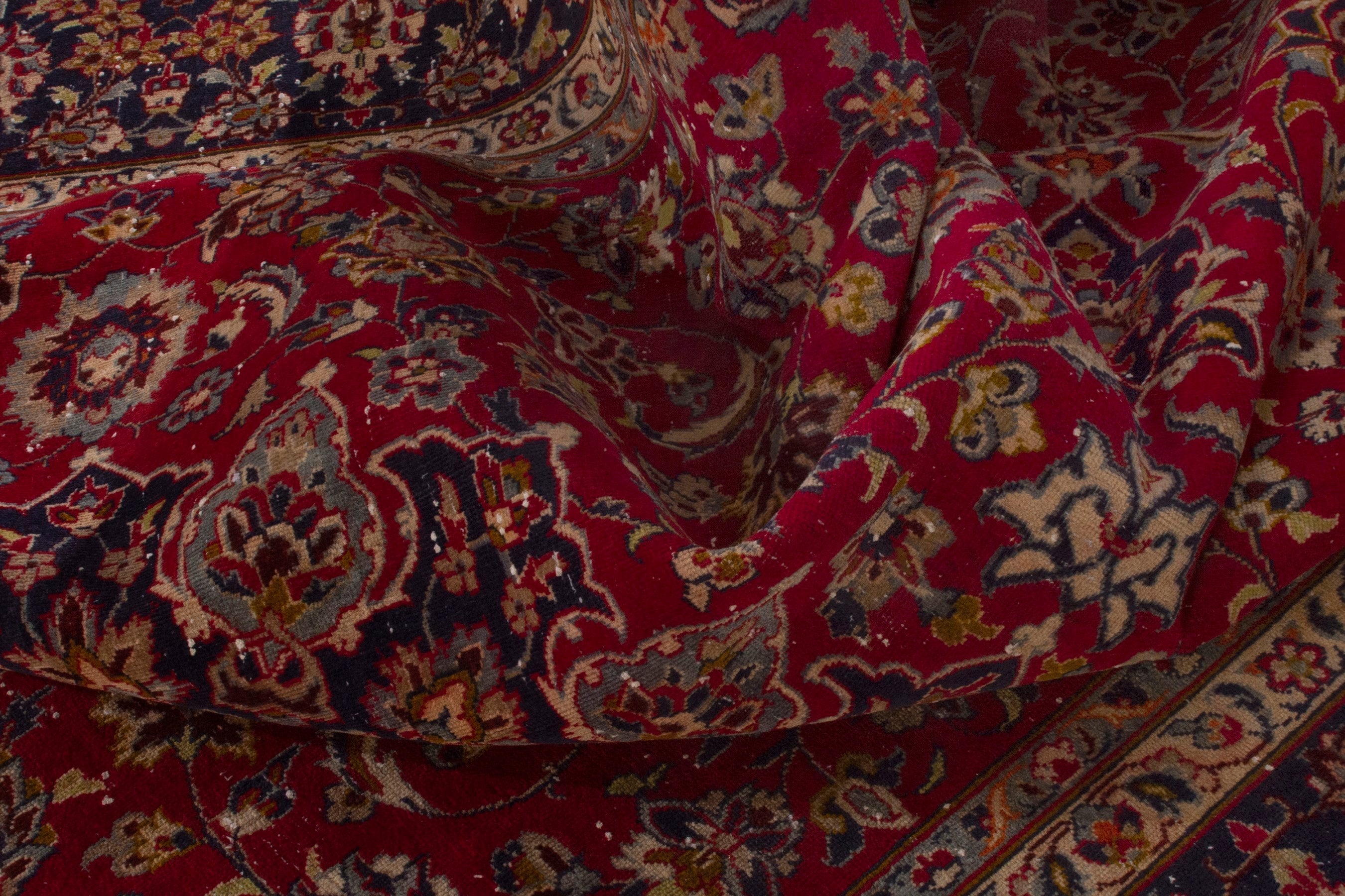 Persian Najafabad oversized rug in deep red and navy, view 16 of 18