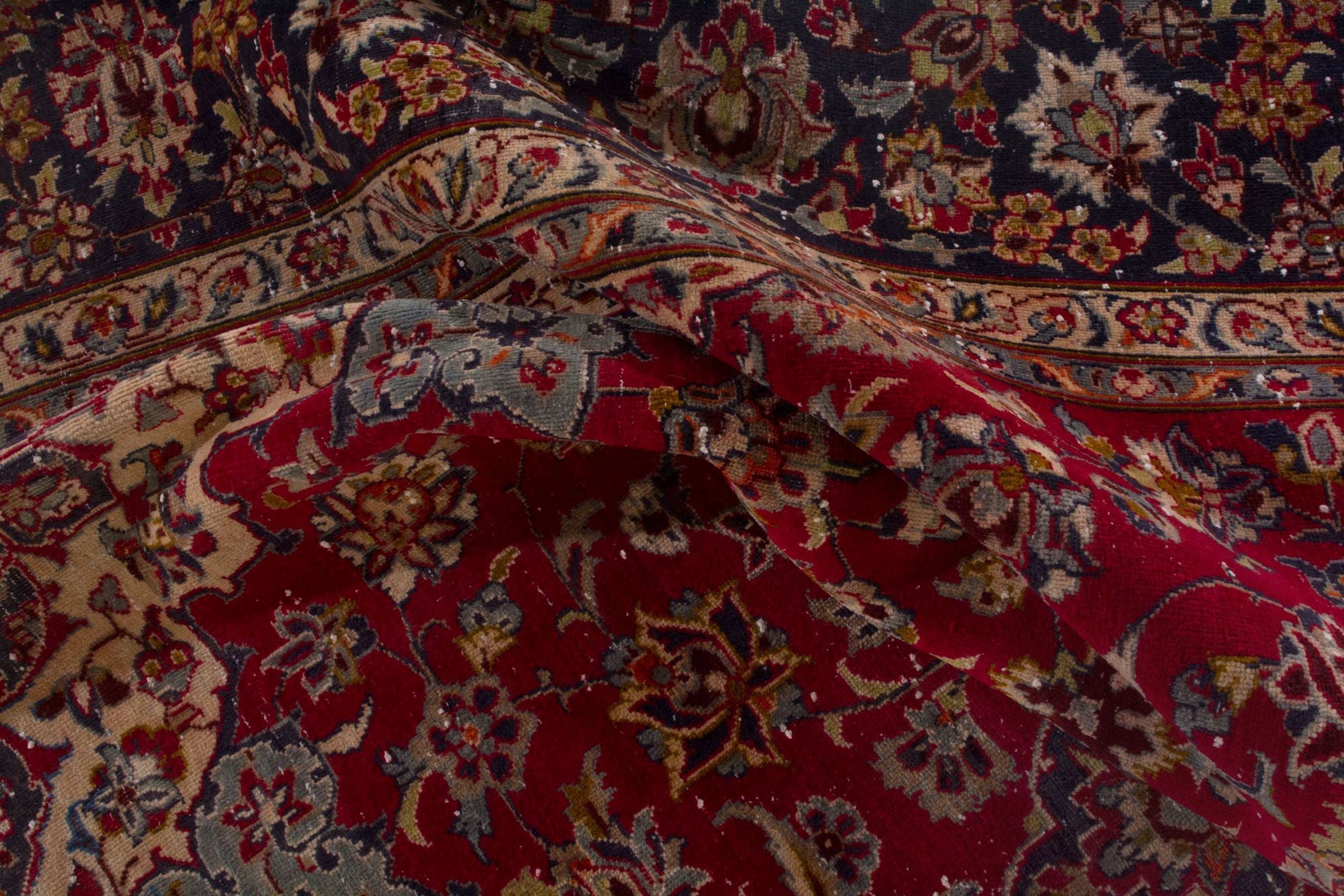 Persian Najafabad oversized rug in deep red and navy, view 17 of 18