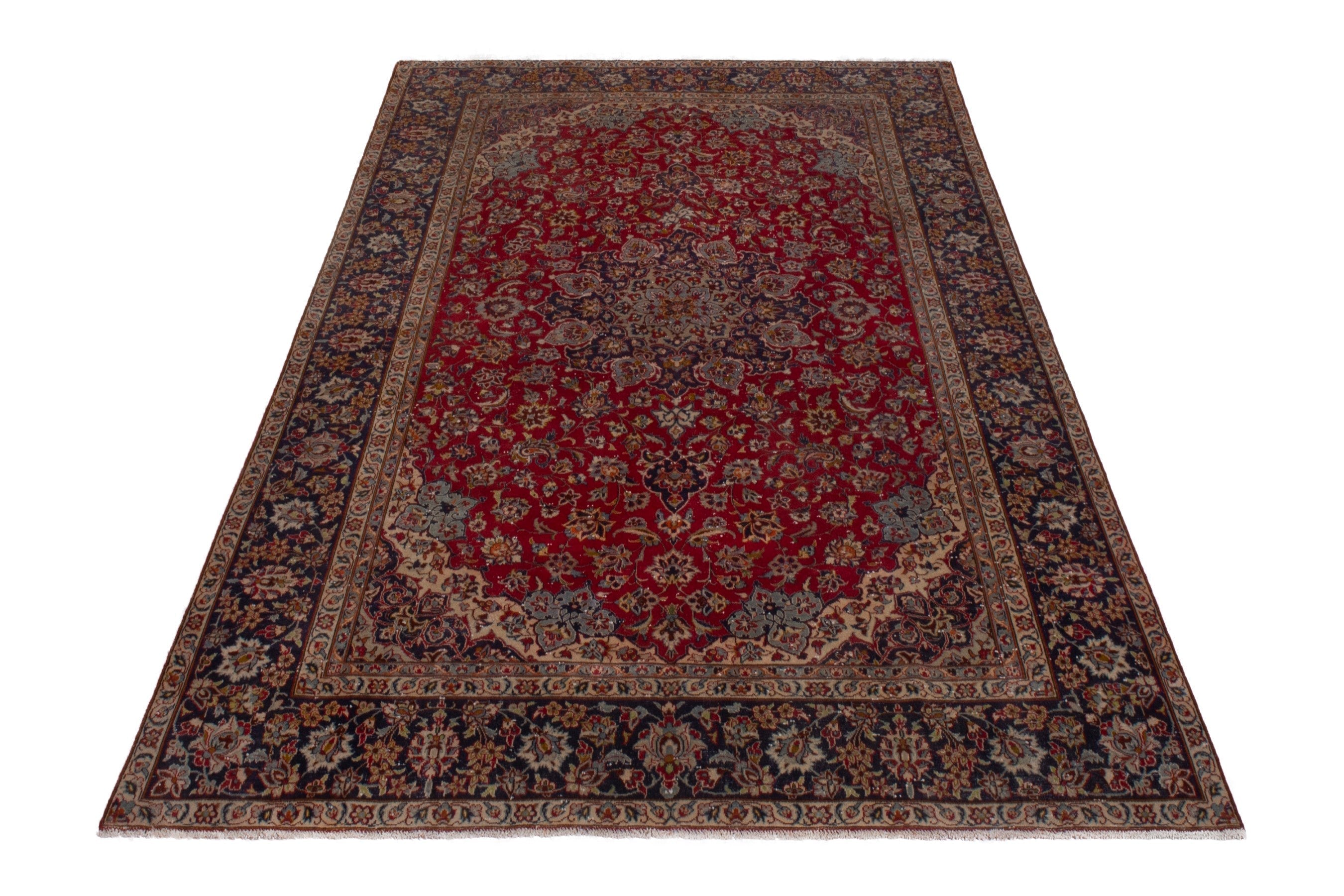 Persian Najafabad oversized rug in deep red and navy, view 2 of 18