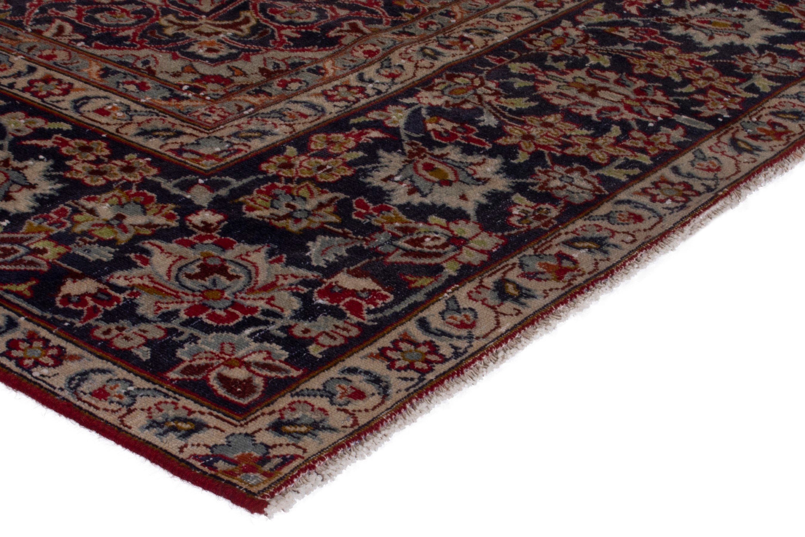 Persian Najafabad oversized rug in deep red and navy, view 5 of 18