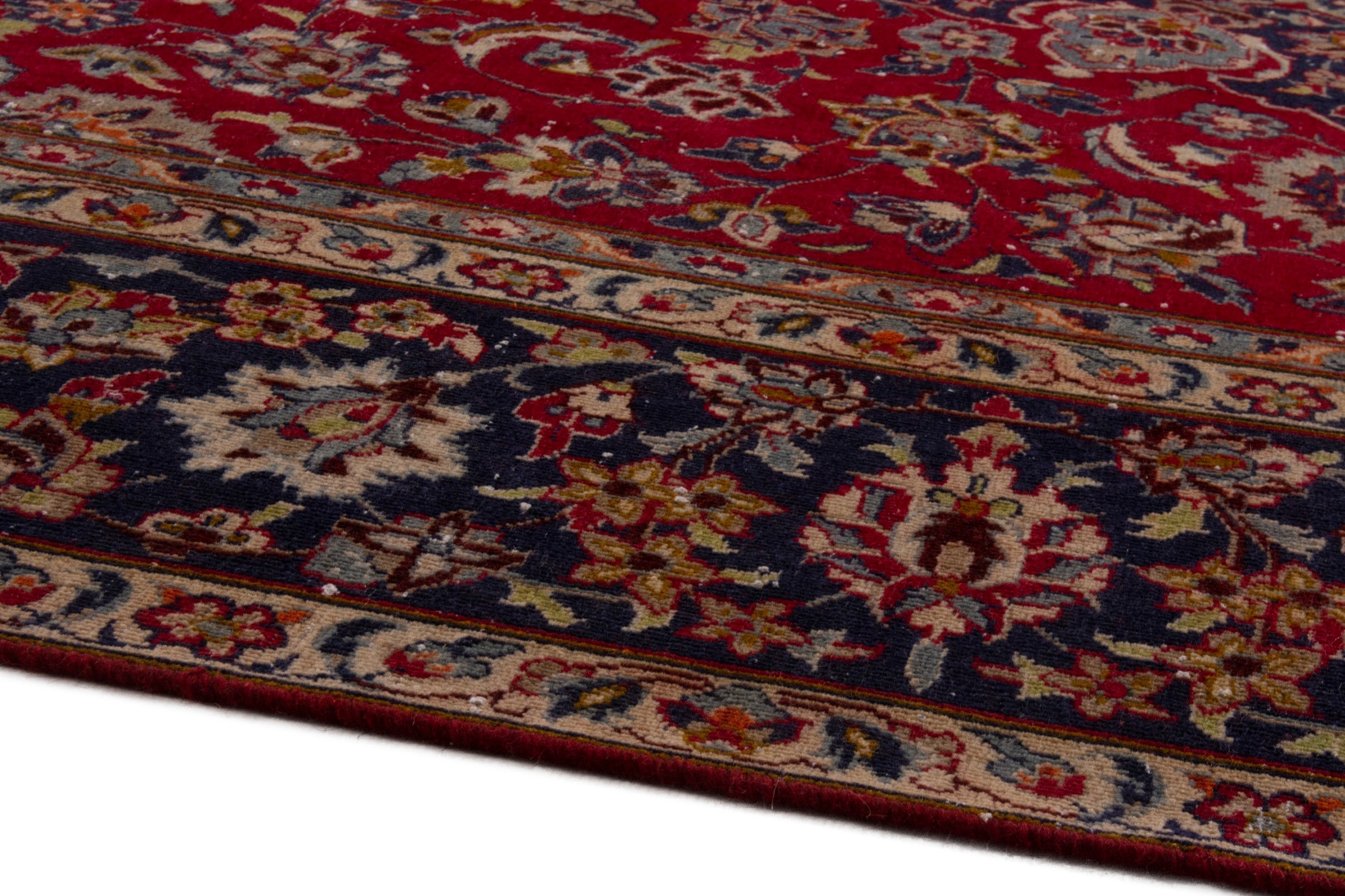 Persian Najafabad oversized rug in deep red and navy, view 7 of 18