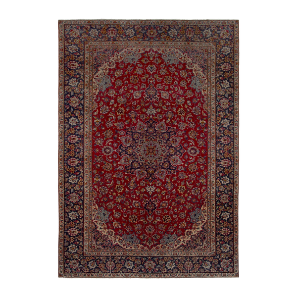 Persian Najafabad oversized rug in deep red and navy, 9'2" x 13'5"