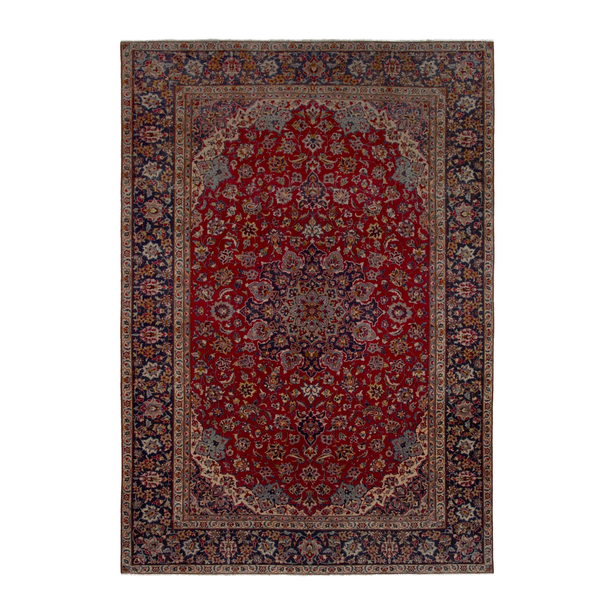 Persian Najafabad oversized rug in deep red and navy, 9'2" x 13'5"