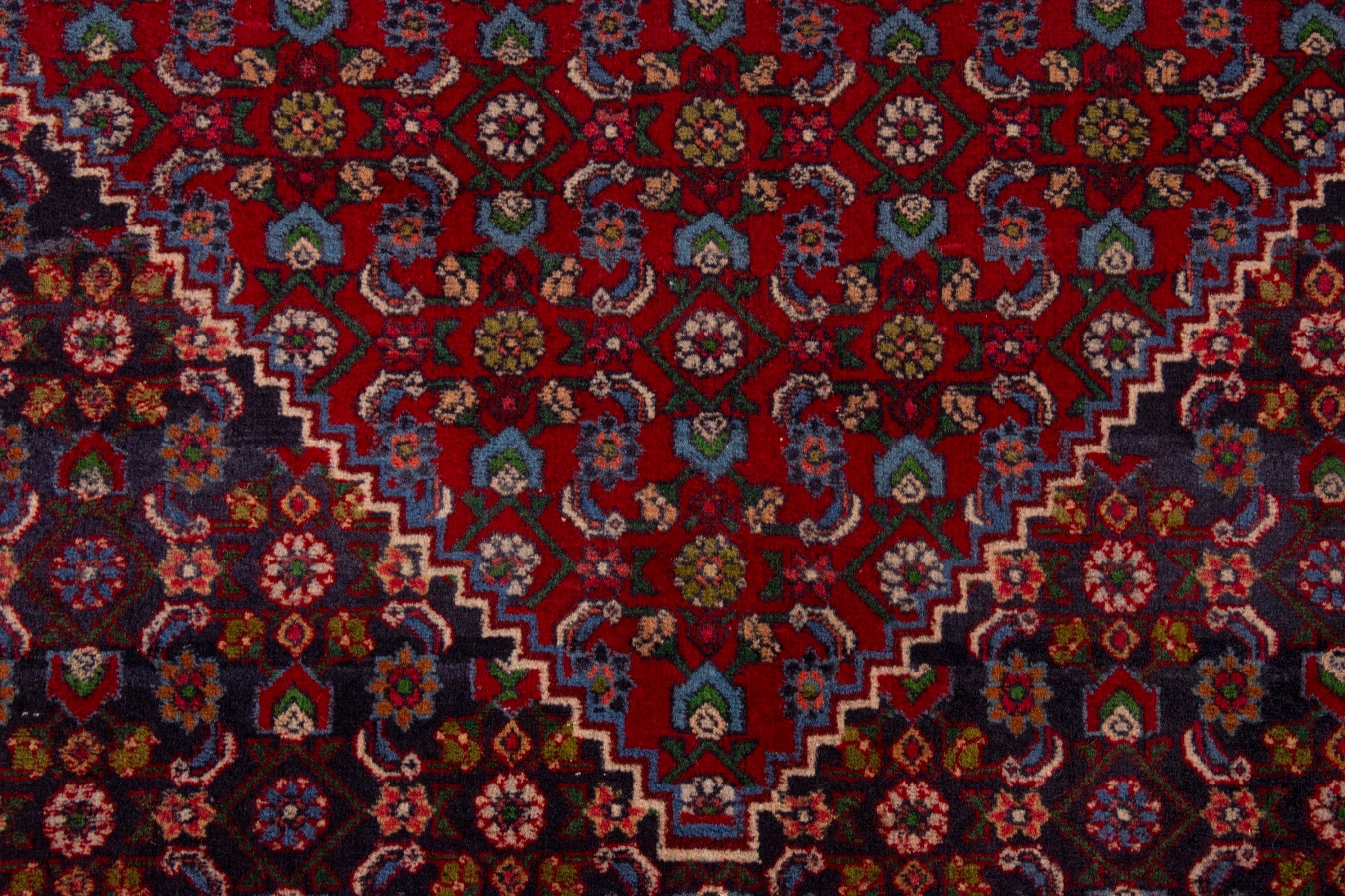 Persian Bijar oversized rug in burgundy and rust, view 12 of 21