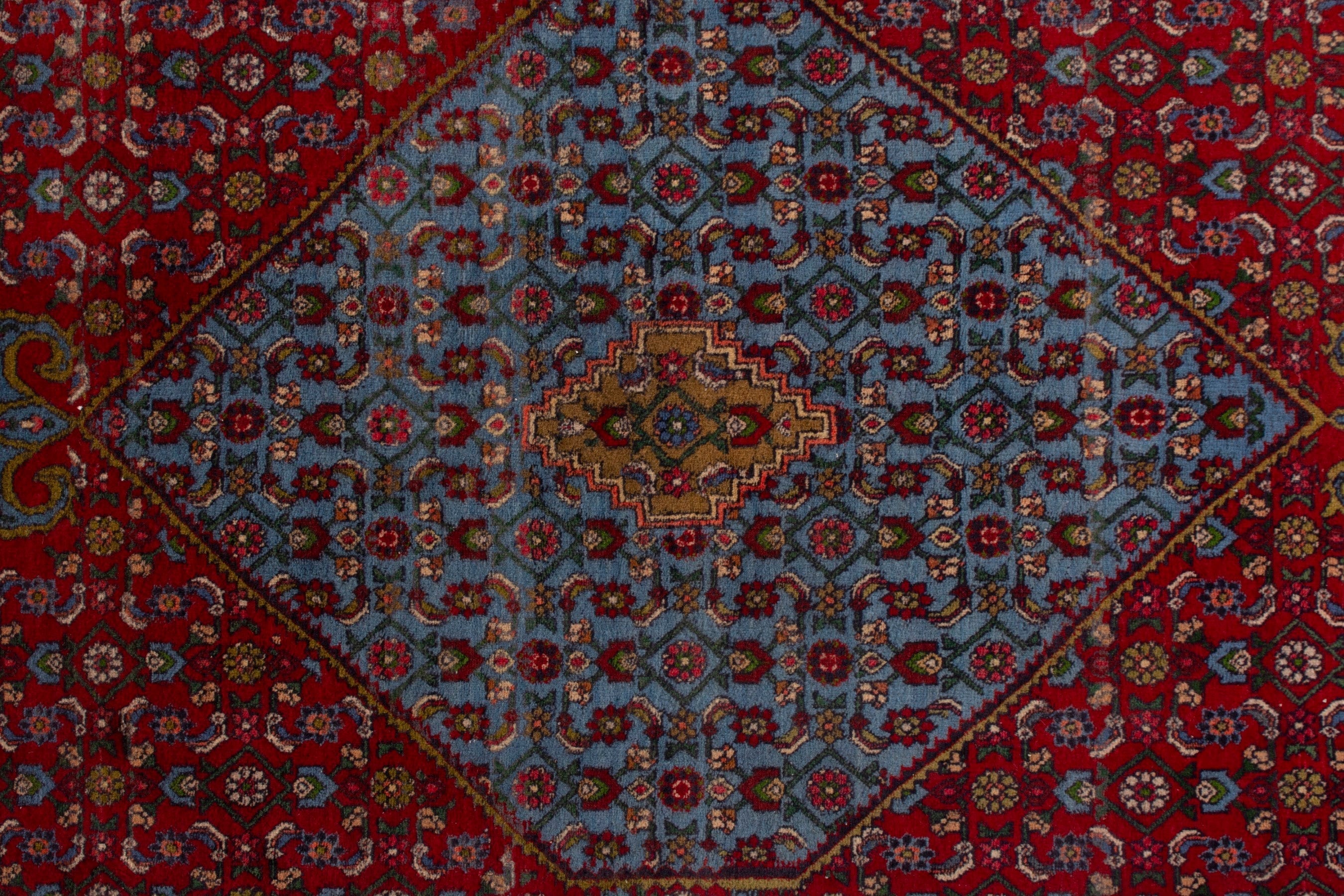 Persian Bijar oversized rug in burgundy and rust, view 13 of 21