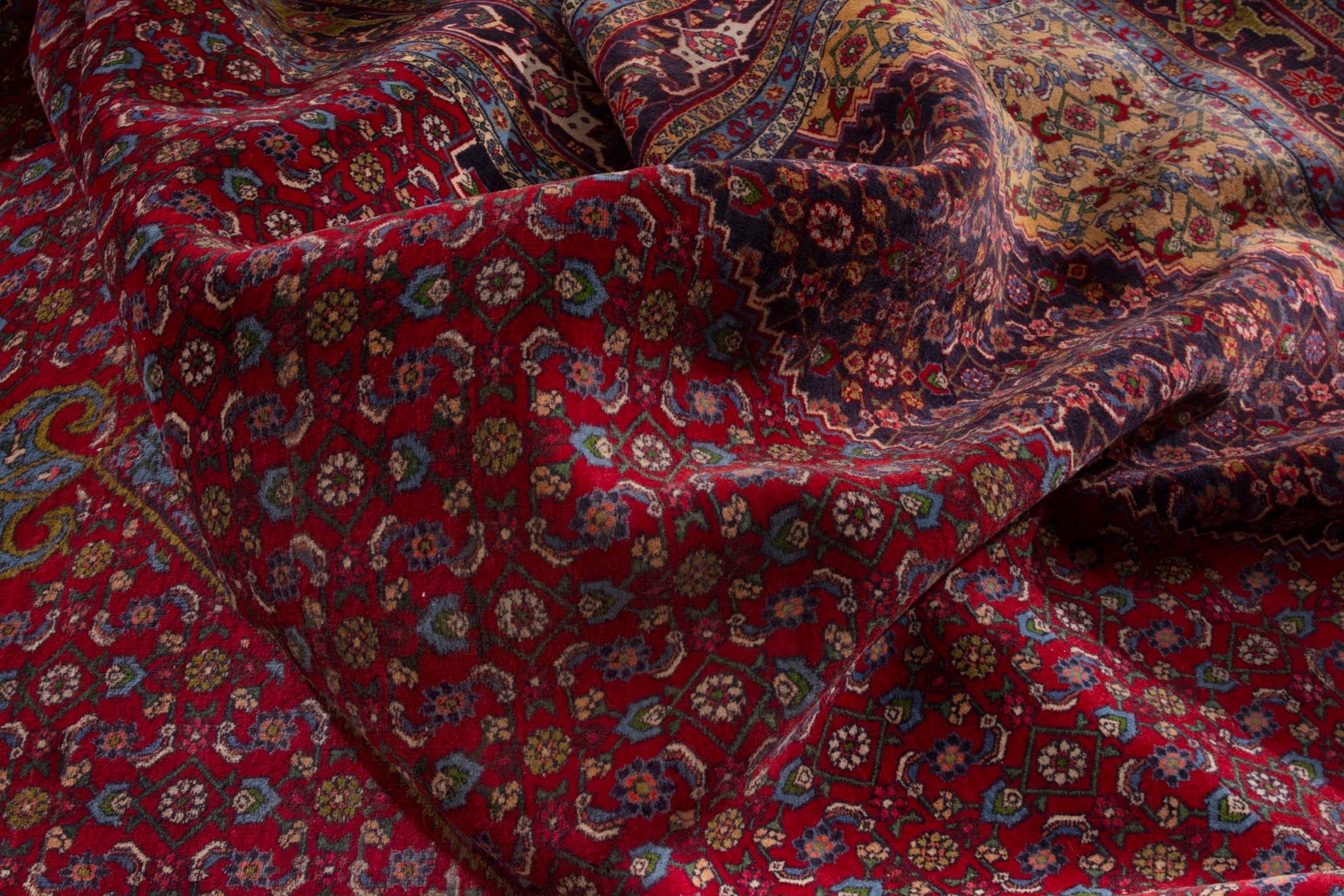 Persian Bijar oversized rug in burgundy and rust, view 19 of 21