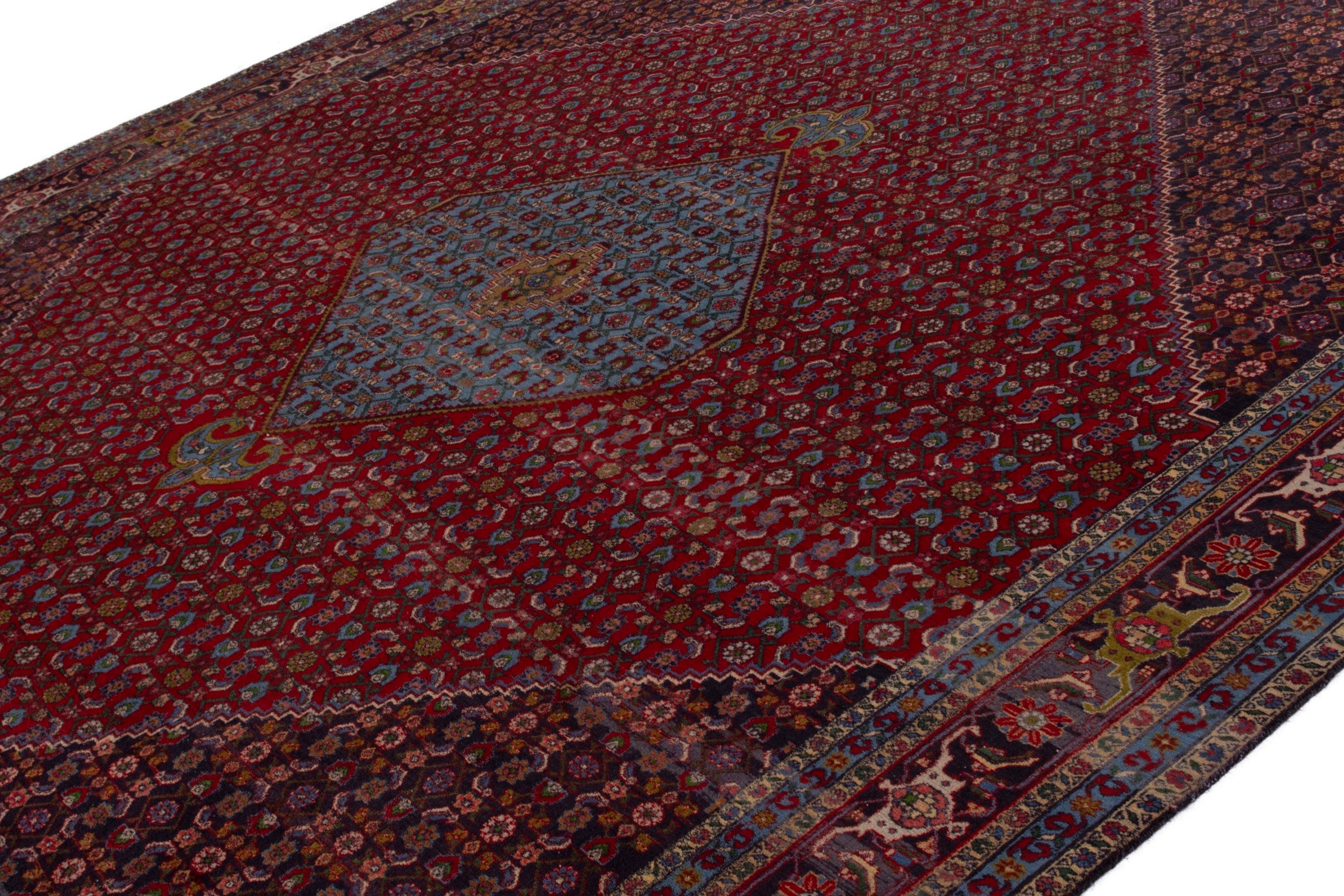 Persian Bijar oversized rug in burgundy and rust, view 4 of 21