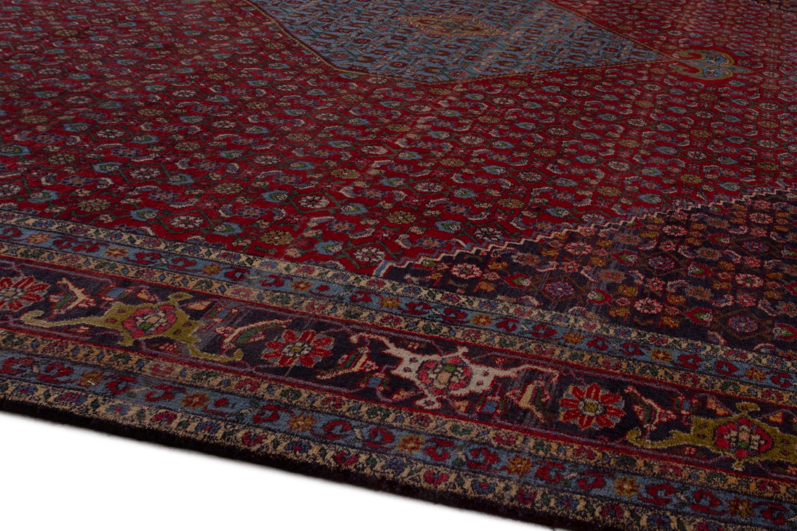 Persian Bijar oversized rug in burgundy and rust, view 8 of 21