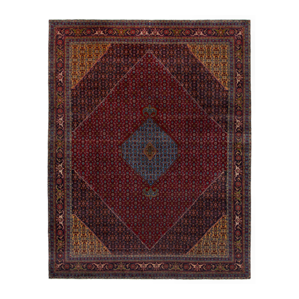 Persian Bijar oversized rug in burgundy and rust, 10' x 13'3"