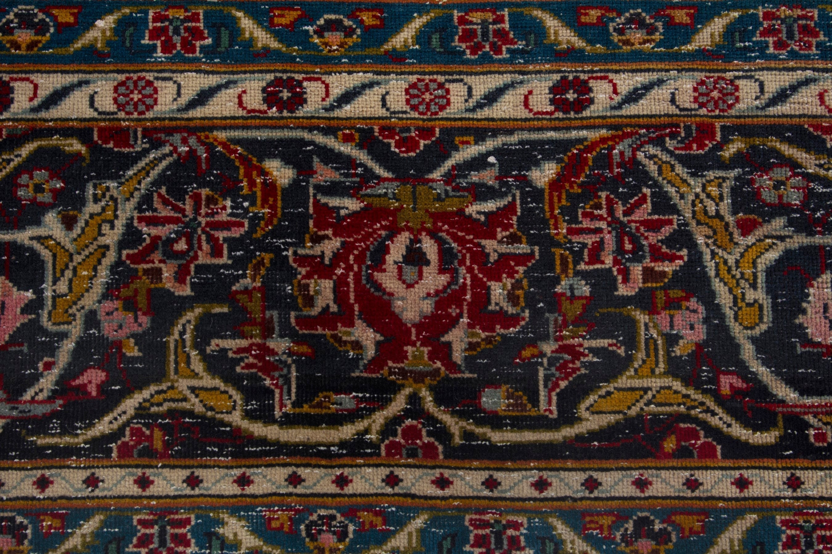 Persian Kashan oversized rug in deep red and dark blue, view 11 of 18