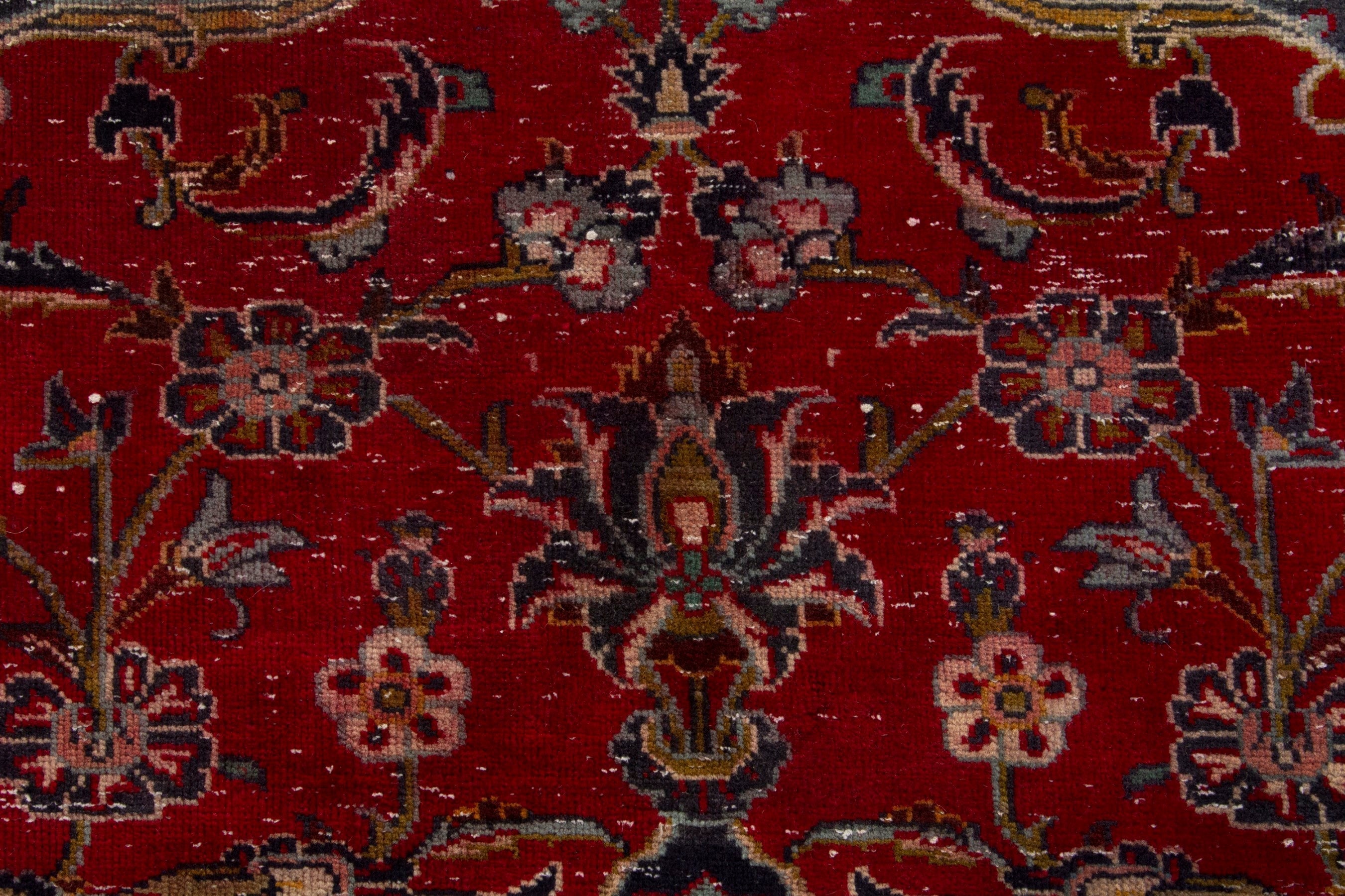 Persian Kashan oversized rug in deep red and dark blue, view 12 of 18