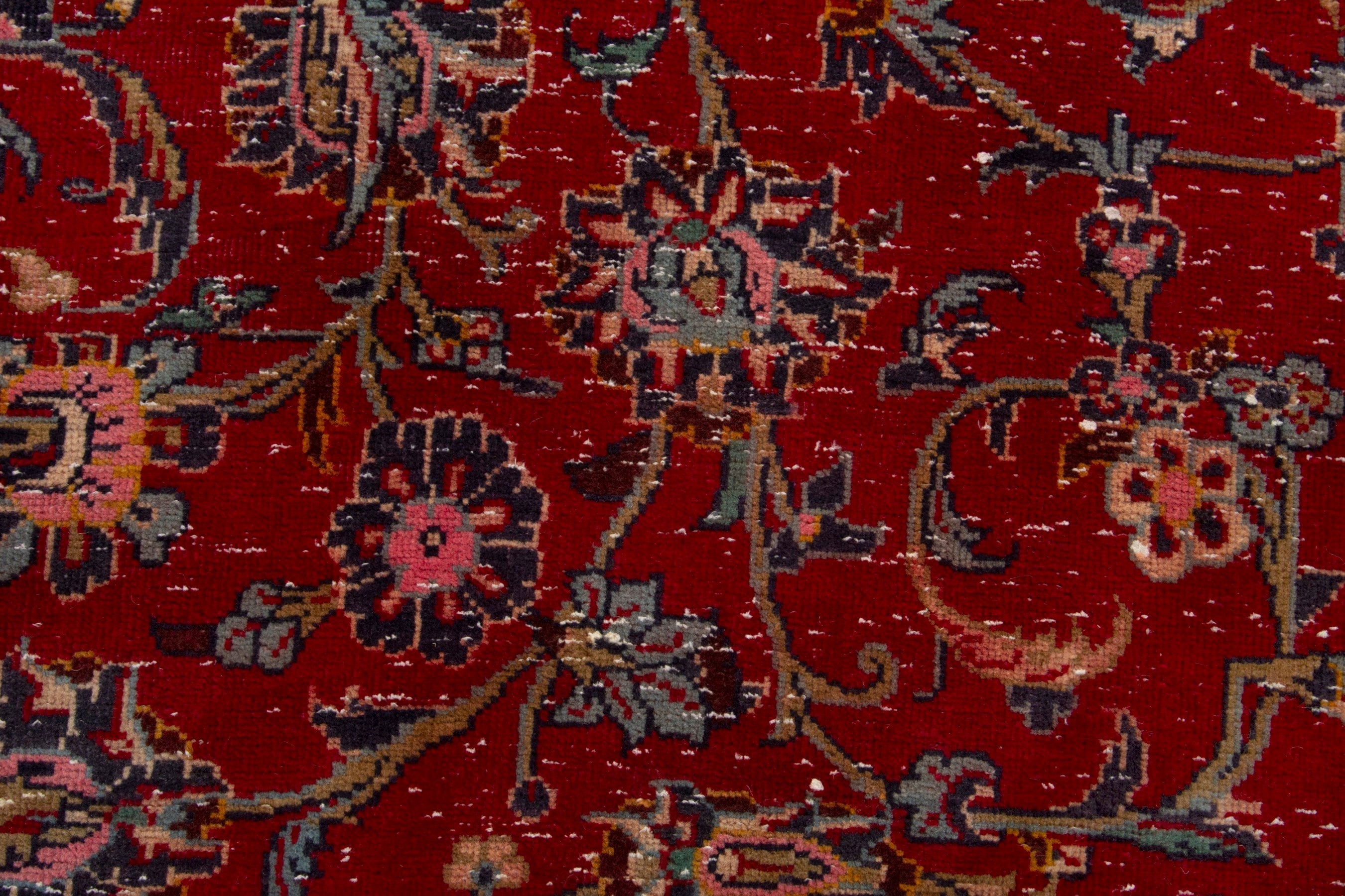 Persian Kashan oversized rug in deep red and dark blue, view 14 of 18