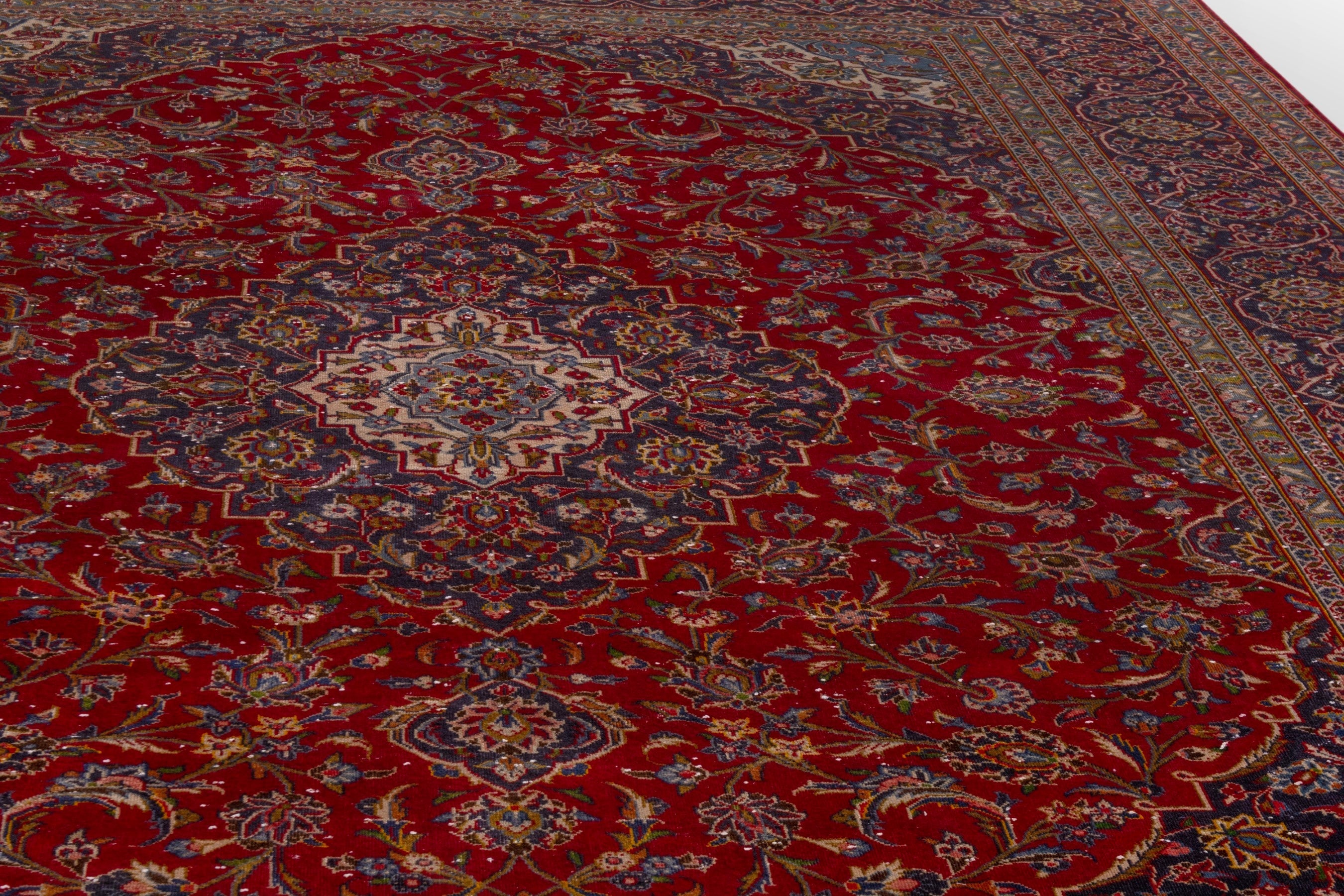 Persian Kashan oversized rug in deep red and burgundy, view 9 of 25