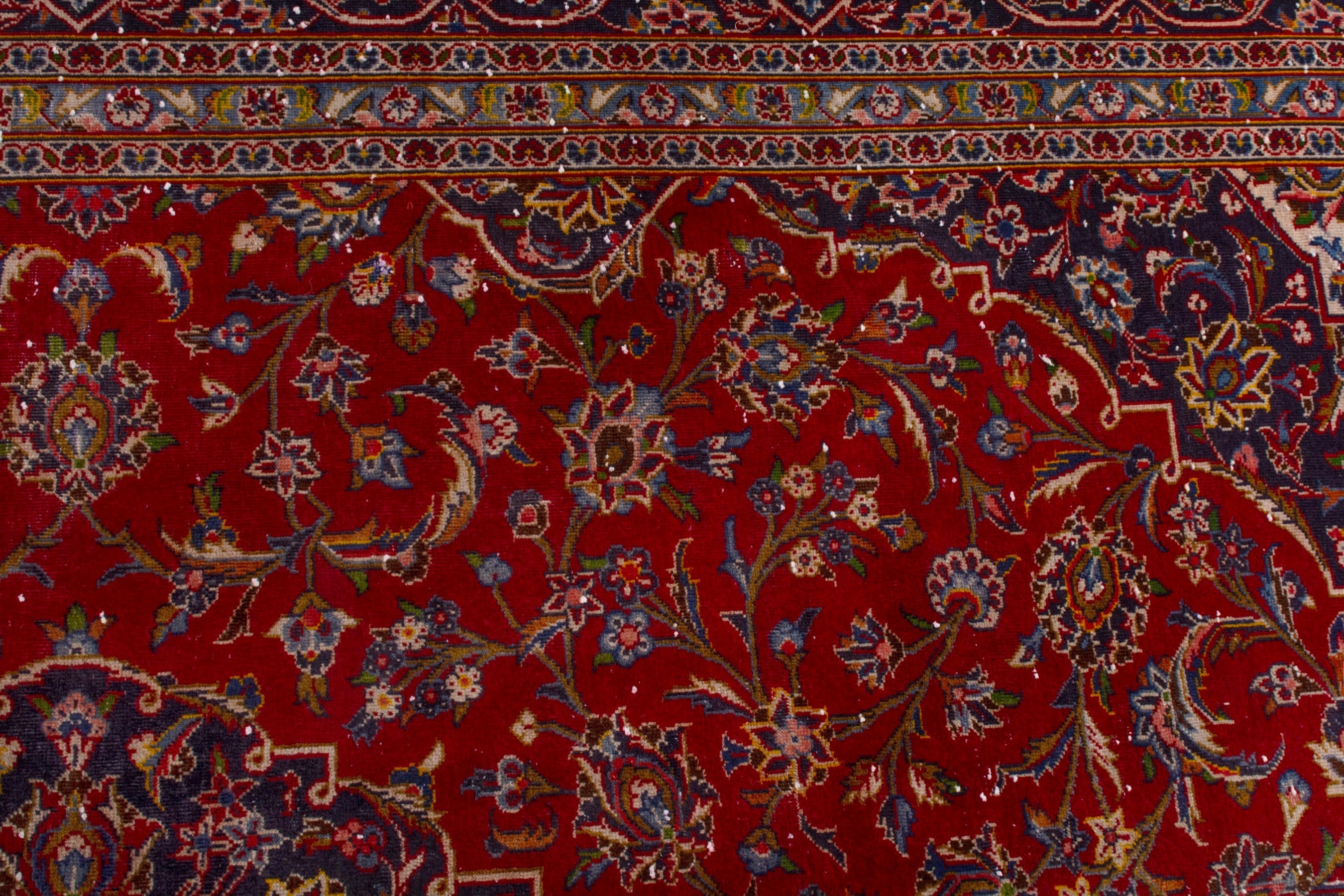 Persian Kashan oversized rug in deep red and burgundy, view 17 of 25